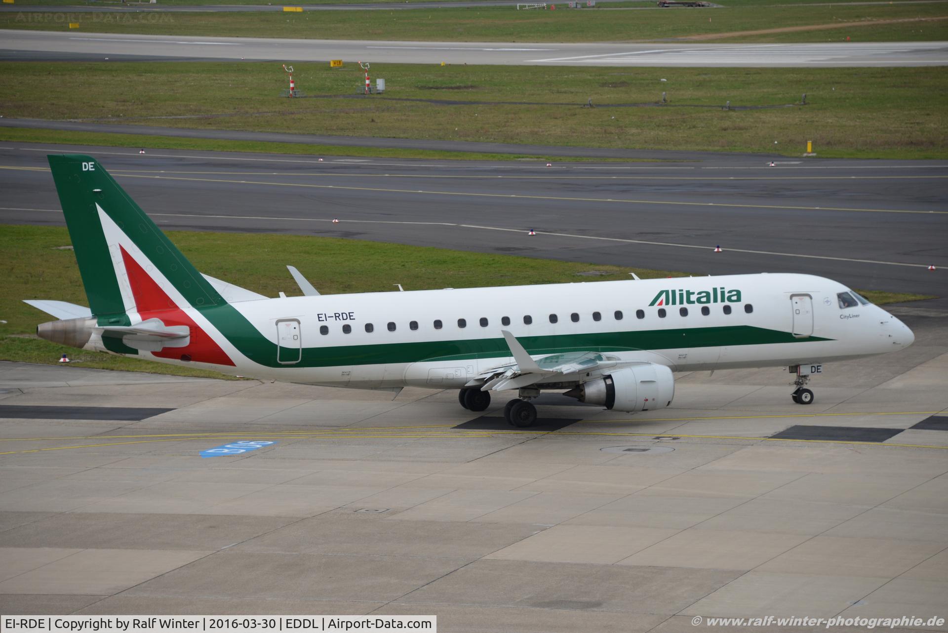 EI-RDE, 2012 Embraer 175LR (ERJ-170-200LR) C/N 17000335, Embraer ERJ-175STD 170-200 - CYL Alitalia Cityliner 'Parco Nazionale dell'Etna' - 17000335 - EI-RDE - 30.03.2016 - DUS