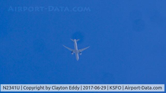 N2341U, 2017 Boeing 777-300/ER C/N 63721 / 1493, Over flying SFO for landing. Non revenue flight.