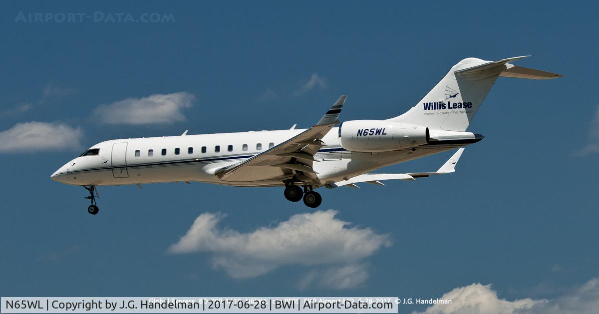 N65WL, 2001 Bombardier BD-700-1A10 Global Express C/N 9089, On final.