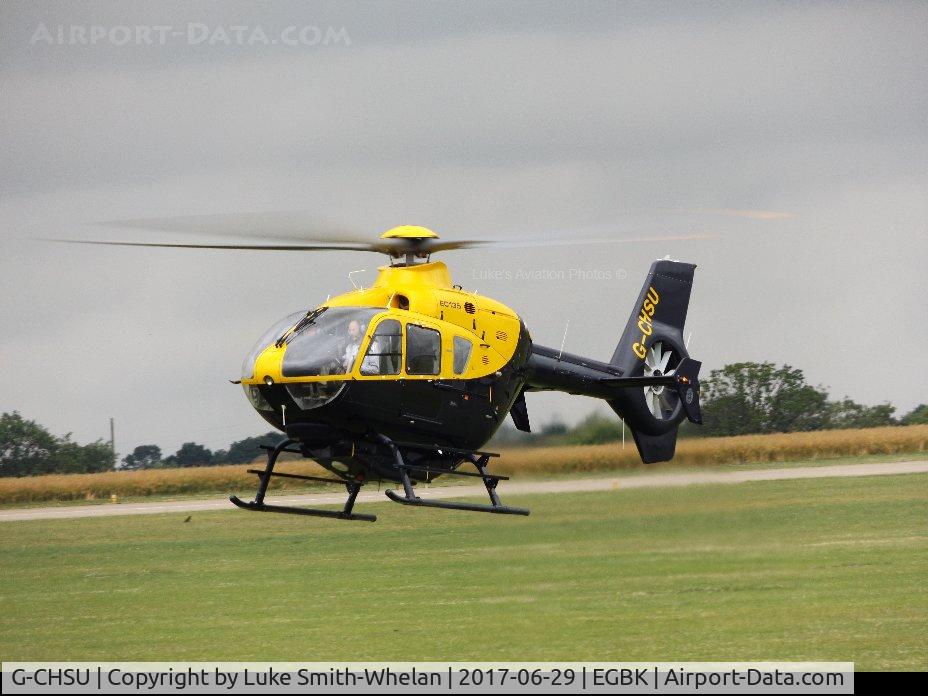 G-CHSU, 1998 Eurocopter EC-135T-1 C/N 0079, Parking up at Sywell Aerodrome.