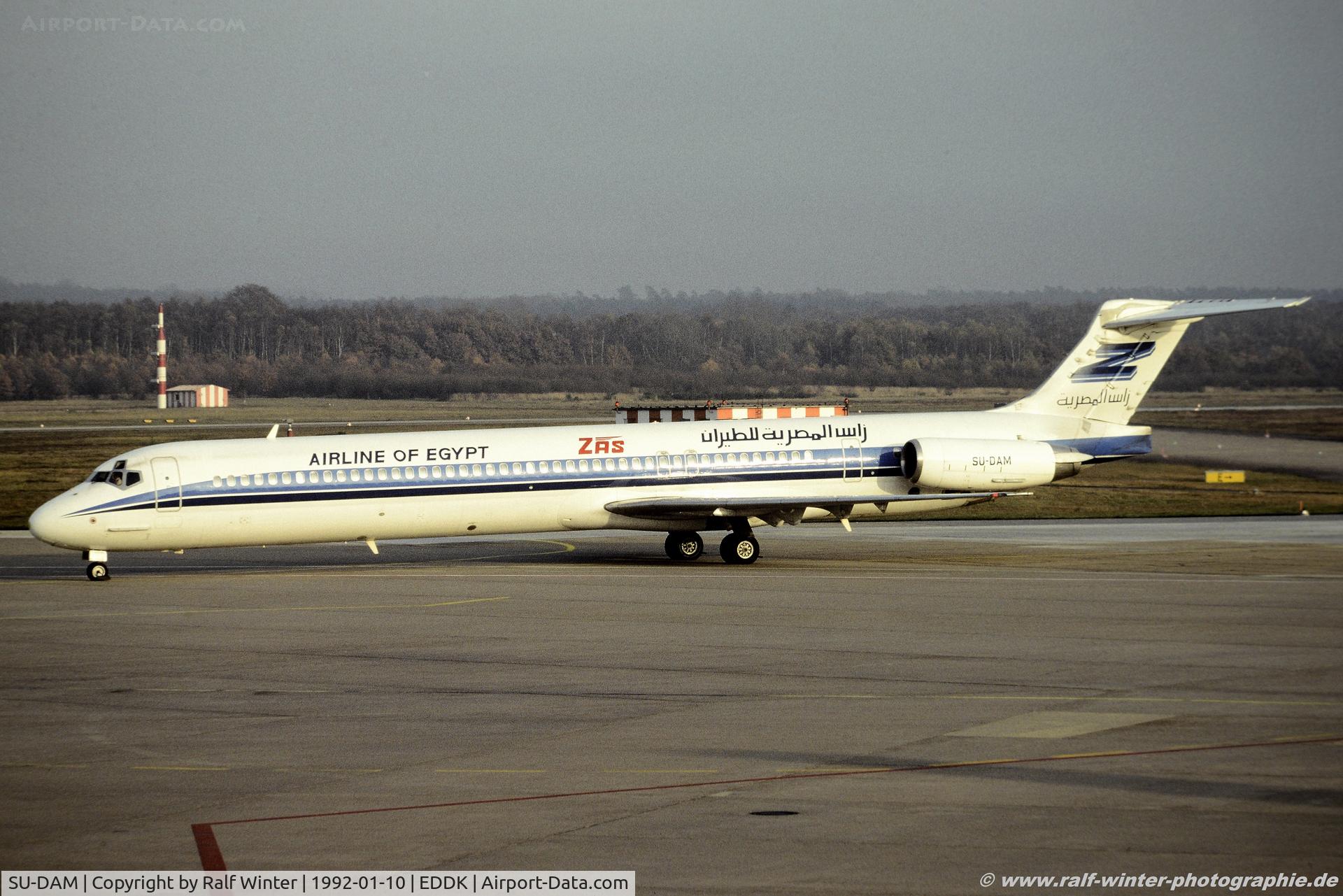 SU-DAM, 1989 McDonnell Douglas MD-83 (DC-9-83) C/N 49848, McDonnell Douglas MD-83 - ZAS Airline of Egypt - SU-DAM - 10.01.1992 - CGN