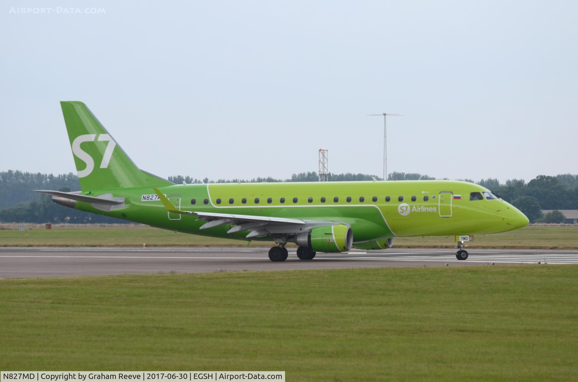N827MD, 2005 Embraer 170SU (ERJ-170-100SU) C/N 17000047, About to depart from Norwich.