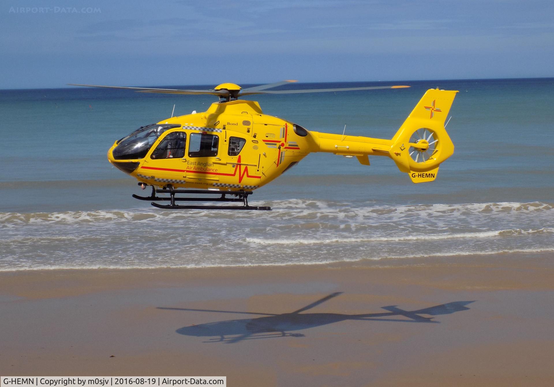 G-HEMN, 2012 Eurocopter EC-135T-2+ C/N 1070, Landing on Cromer Beech North Norfolk