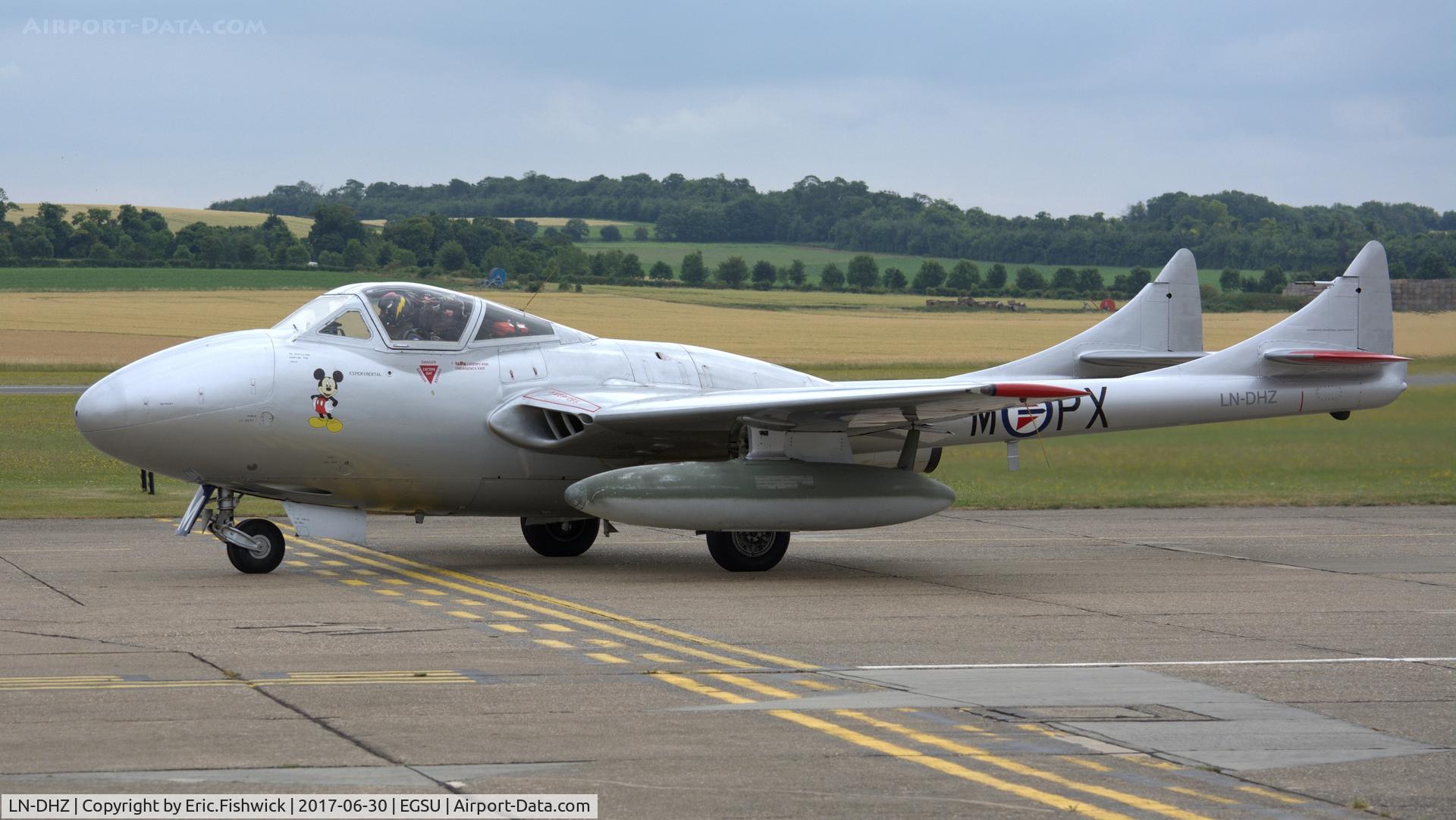 LN-DHZ, 1959 De Havilland (F+W Emmen) Vampire T55 (DH-115) C/N 990, 3. LN-DHZ preparing to depart The Imperial War Museum, Duxford, June 2017.