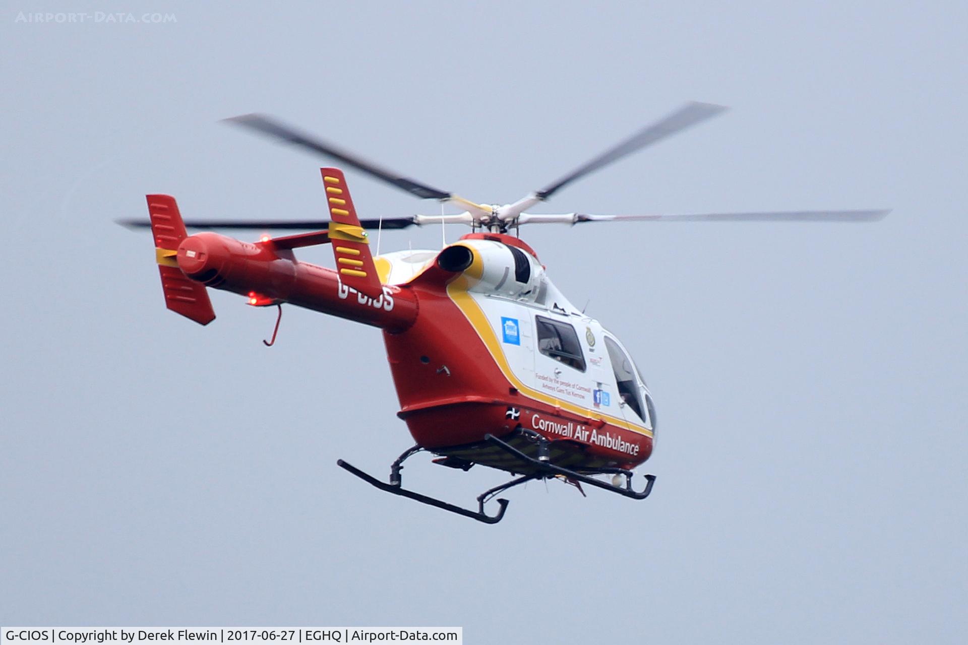 G-CIOS, 2002 MD Helicopters MD-900 Explorer C/N 900-00103, MD-900, Cornwall Air Ambulance Newquay Airport Cornwall based, previously N70035, N1811, N5646, G-SASO, seen departing runway 12.