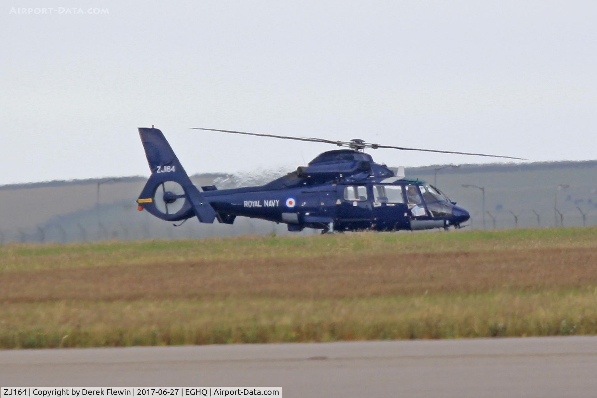ZJ164, 1991 Aerospatiale Dauphin C/N 6406, SA.365 N2, Royal Navy FOST, Newquay airport Cornwall based, previously G-BLTC, seen taxxing after landing on runway 12.