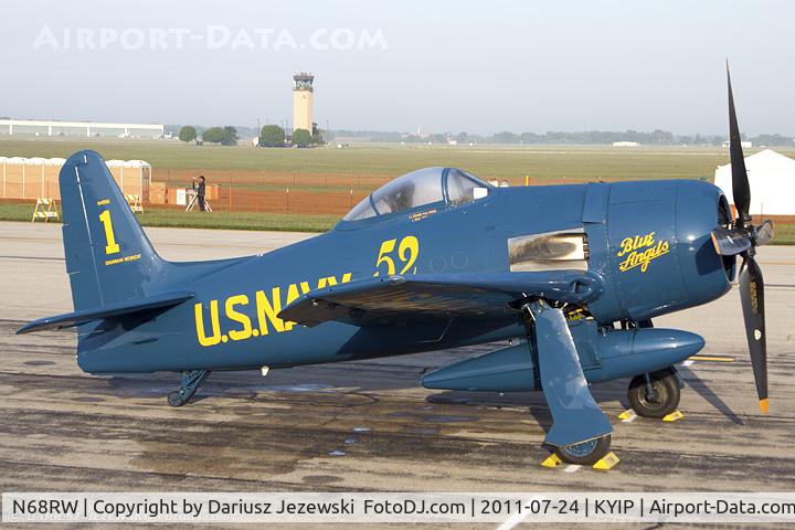 N68RW, 1947 Grumman F8F-2 (G58) Bearcat C/N D.1162, Grumman F8F-2 Bearcat CN 1217761 in Blue Angels colors, N68RW