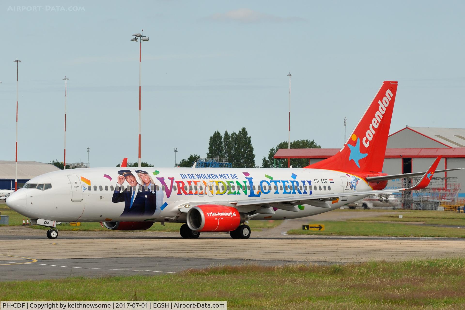 PH-CDF, 1999 Boeing 737-804 C/N 28227, Leaving following maintenance.