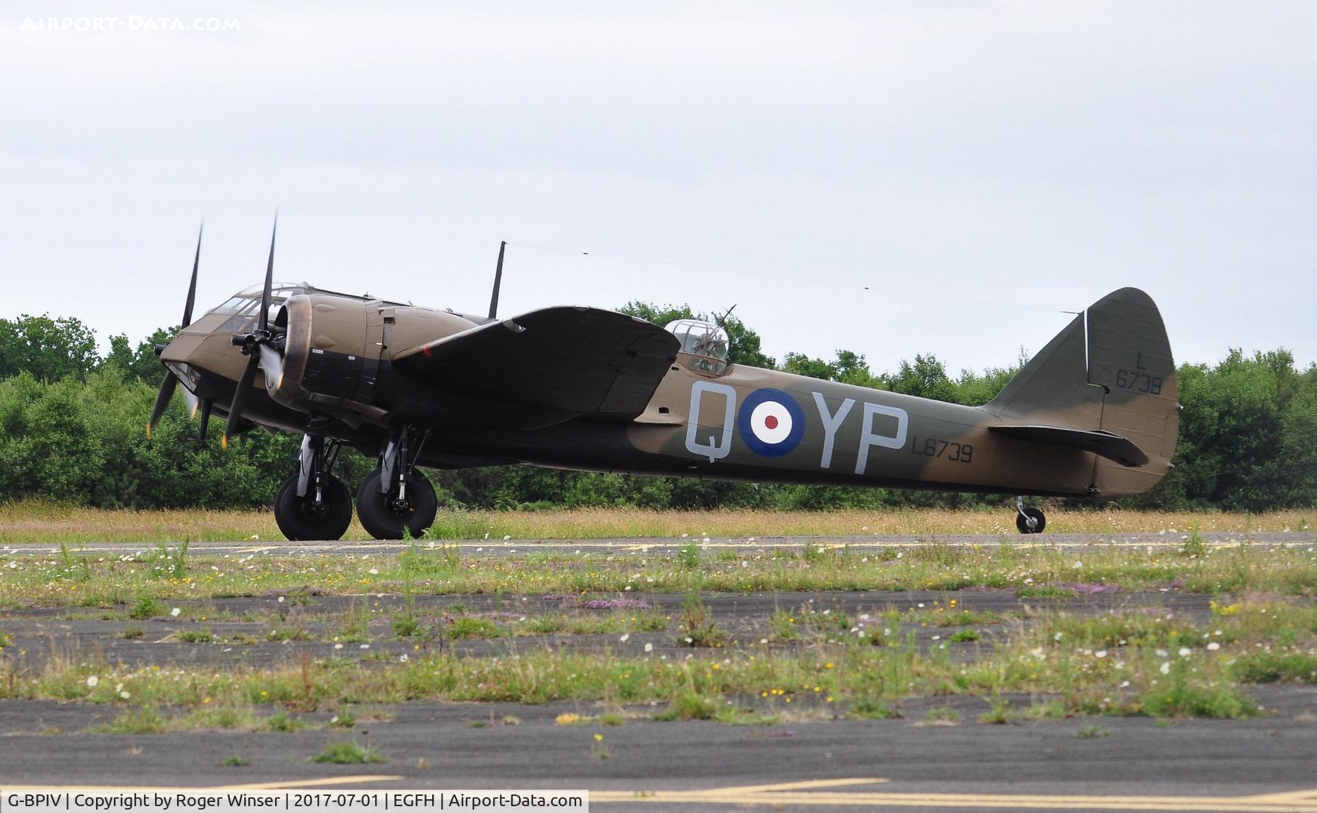 G-BPIV, 1943 Bristol 149 Bolingbroke Mk.IVT C/N 10201, Representing Bristol Blenheim 1f aircraft L6739 coded YP-Q of 23 Squadron RAF.