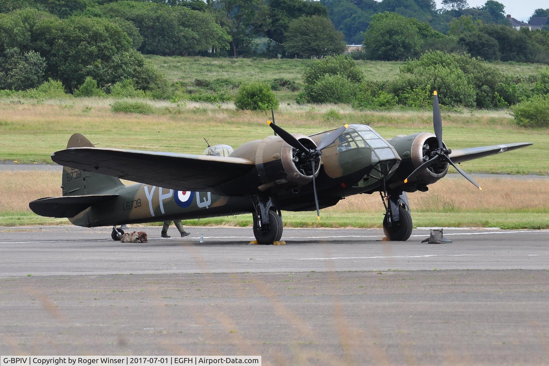 G-BPIV, 1943 Bristol 149 Bolingbroke Mk.IVT C/N 10201, Represent Bristol Blenheim 1f aircraft L6739 coded YP-Q of 23 Squadron RAF.