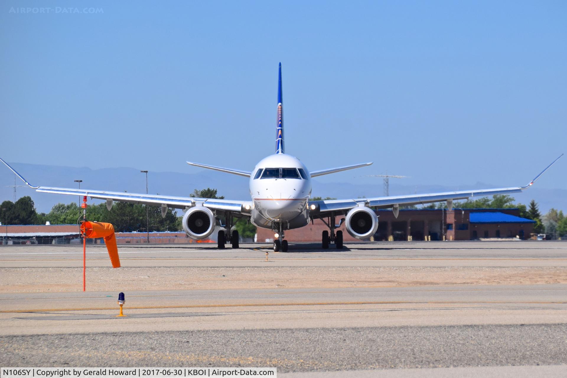 N106SY, 2013 Embraer 175LR (ERJ-170-200LR) C/N 17000399, Turning off RWY 10L onto Delta.