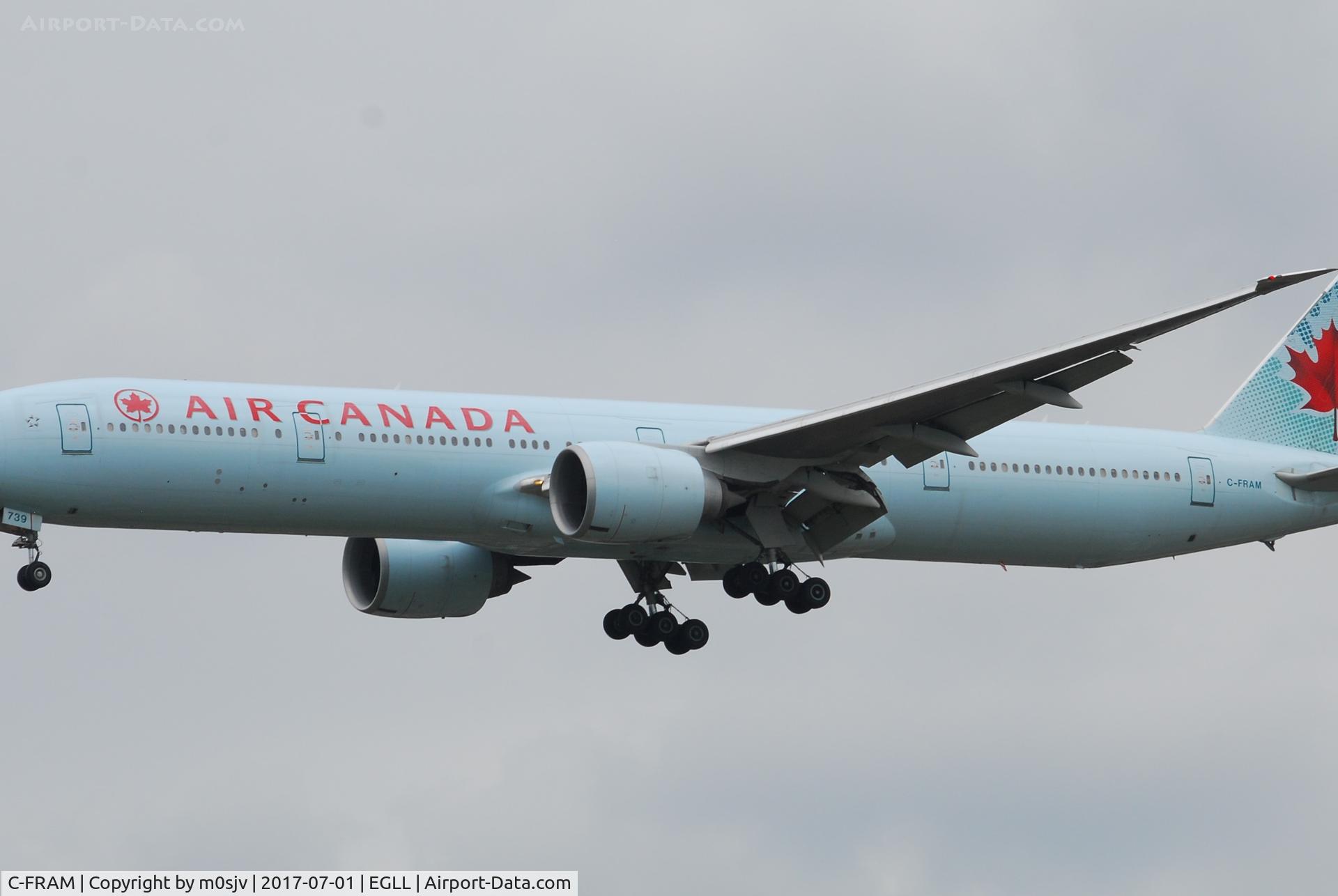 C-FRAM, 2008 Boeing 777-333/ER C/N 35250, Landing at EGLL 27R