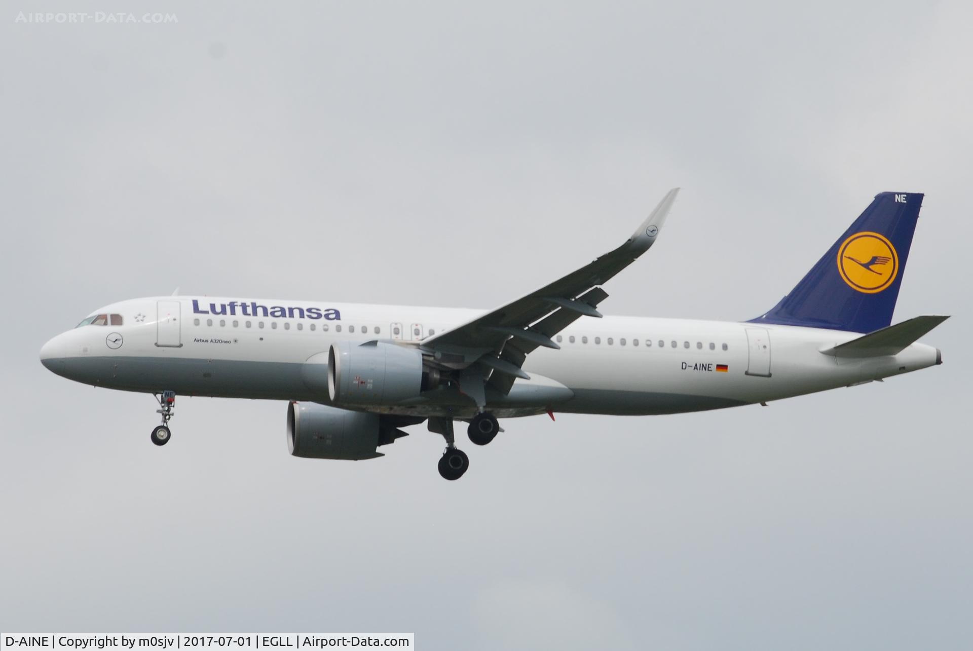 D-AINE, 2016 Airbus A320-271N C/N 7103, Landing at EGLL 27R