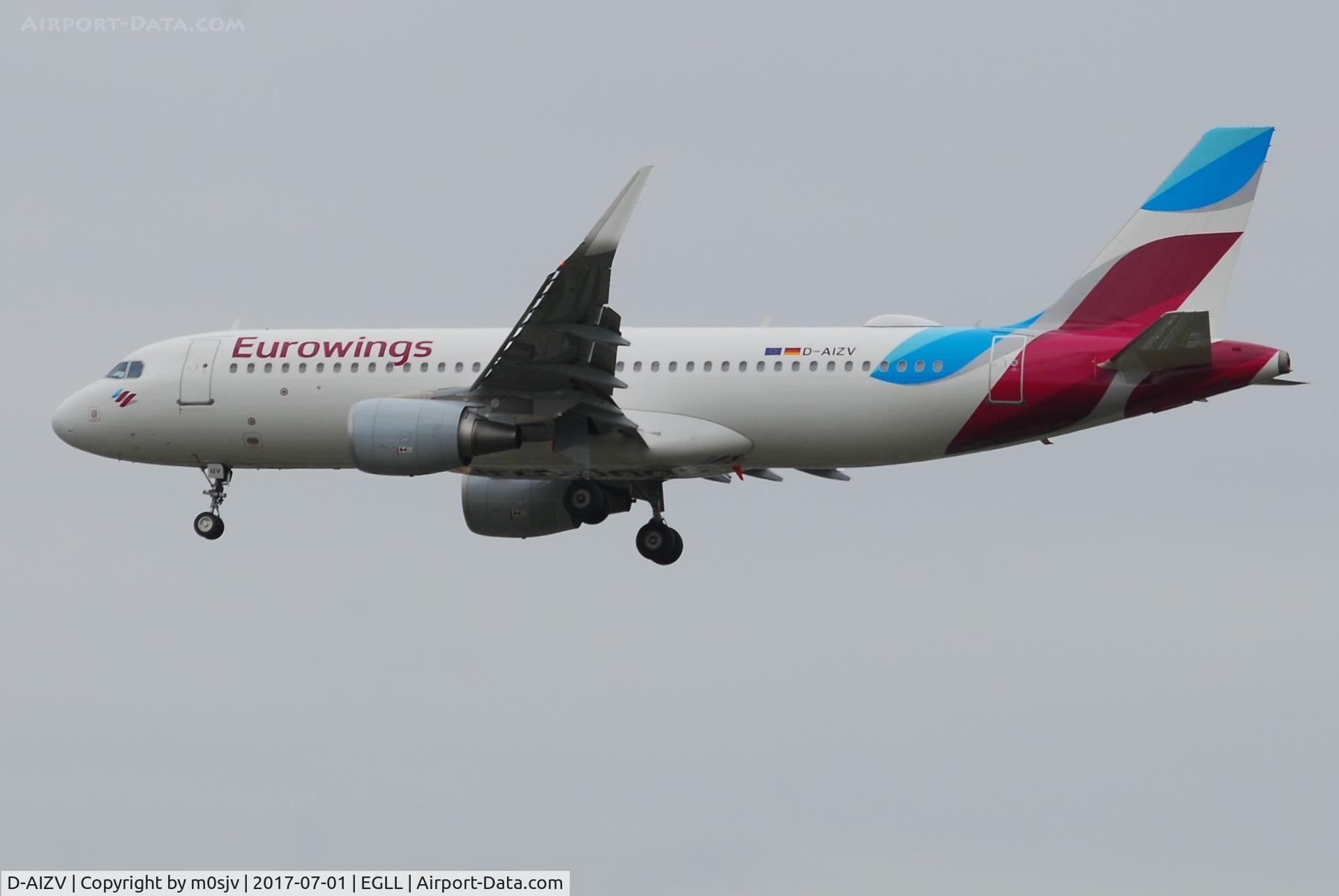 D-AIZV, 2013 Airbus A320-214 C/N 5658, Landing at EGLL 27R