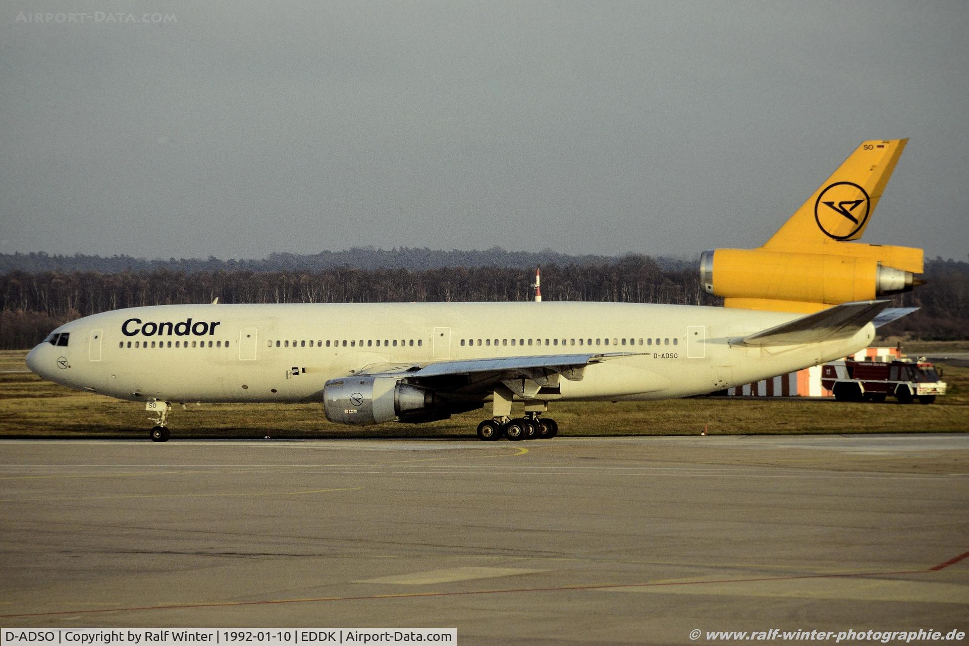 D-ADSO, 1980 McDonnell Douglas DC-10-30 C/N 48252, McDonnell Douglas DC-10-30 - Condor Flugdienst - 48252 - D-ADSO - 10.01.1992 - CGN