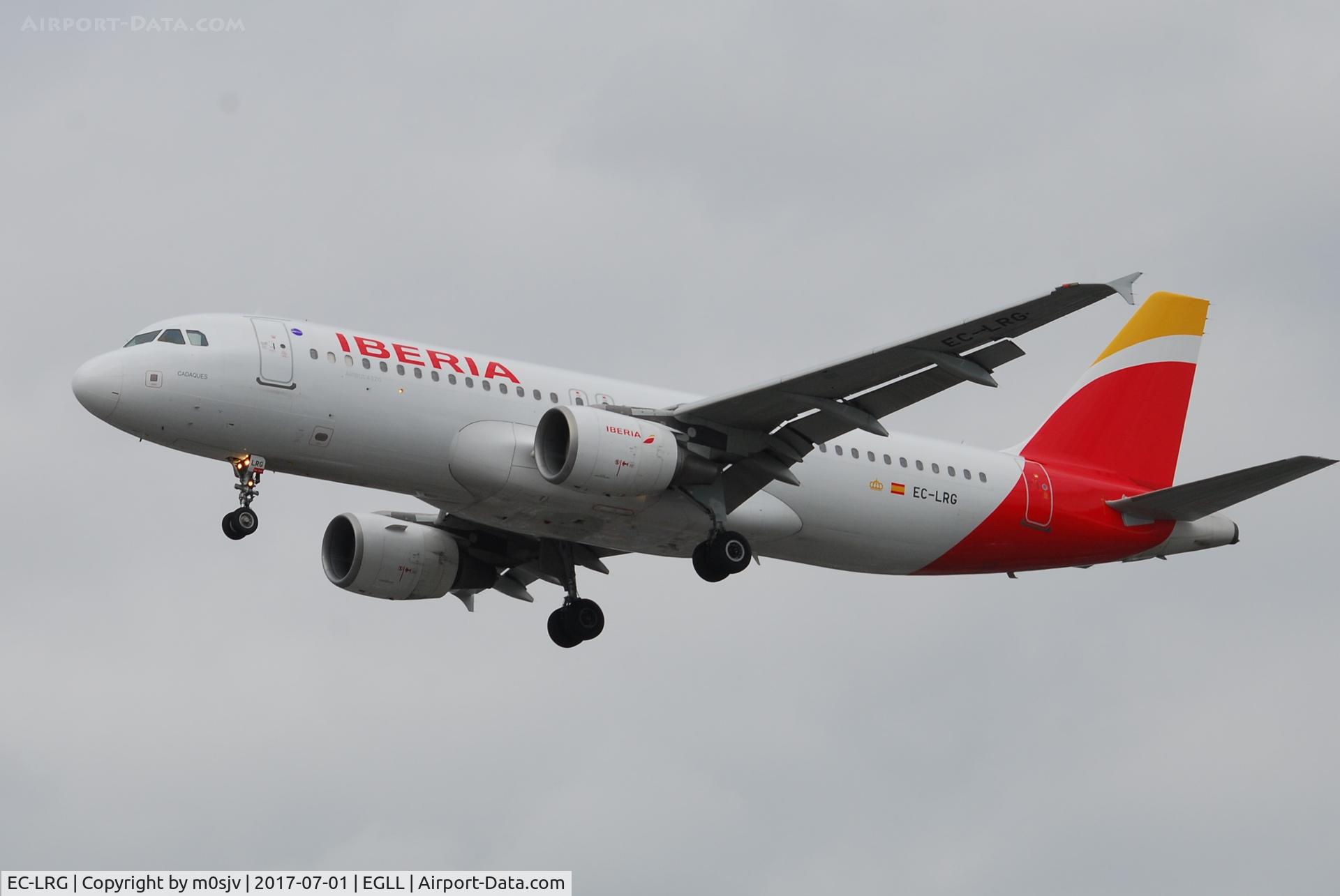 EC-LRG, 2001 Airbus A320-214 C/N 1516, Landing at EGLL 27R