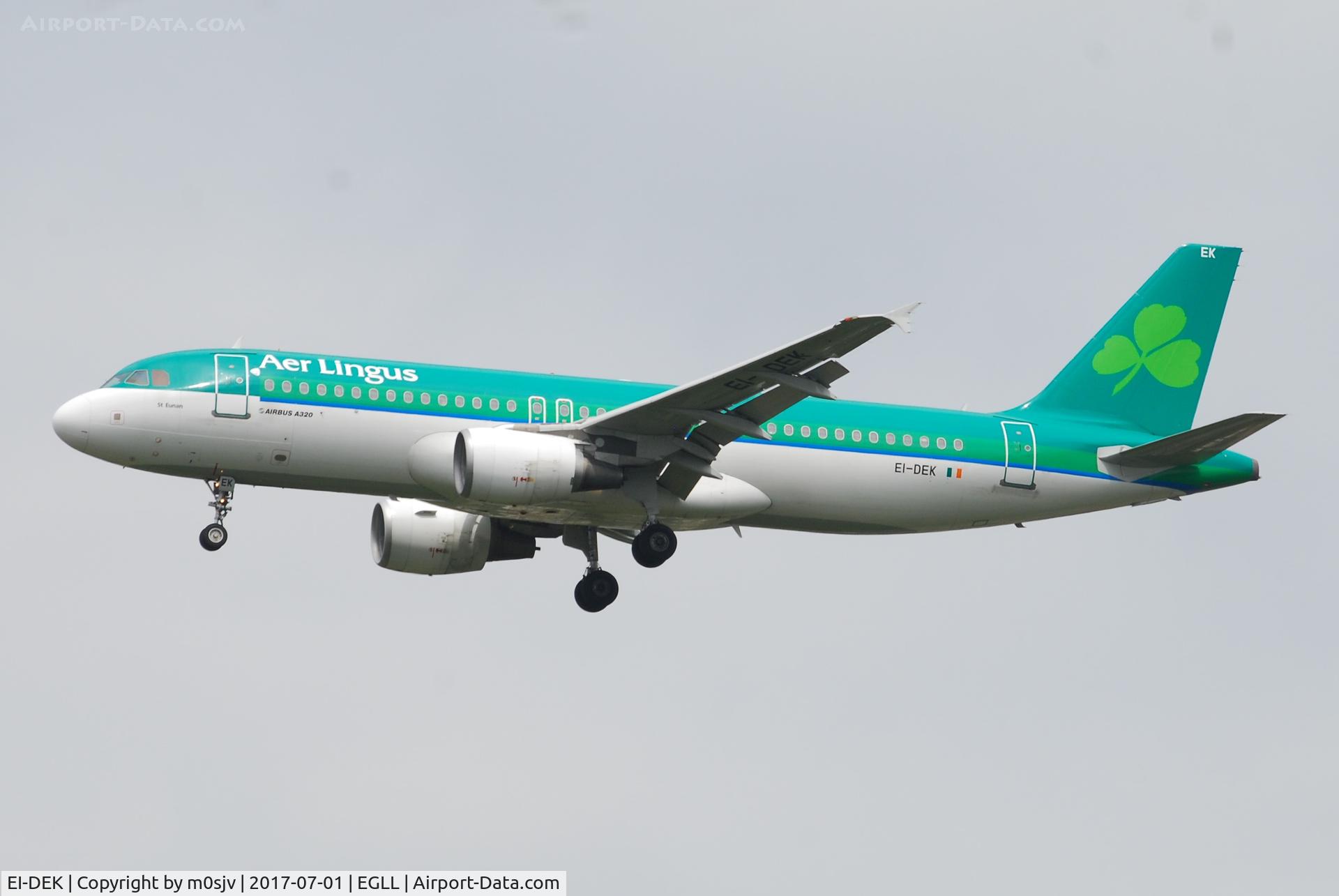 EI-DEK, 2005 Airbus A320-214 C/N 2399, Landing at EGLL 27R