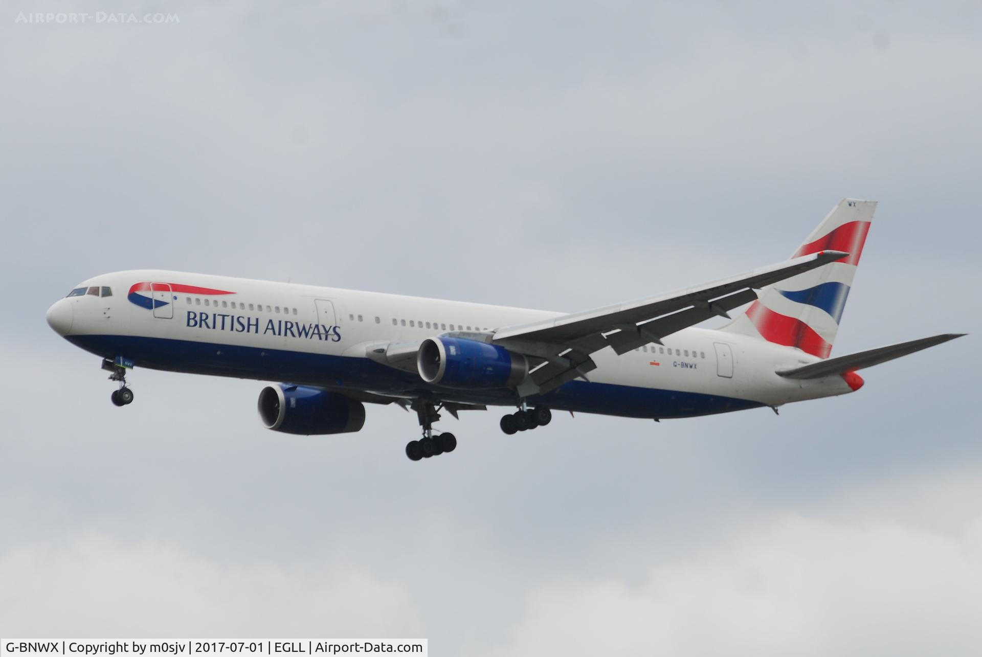 G-BNWX, 1994 Boeing 767-336 C/N 25832, Landing at EGLL 27R