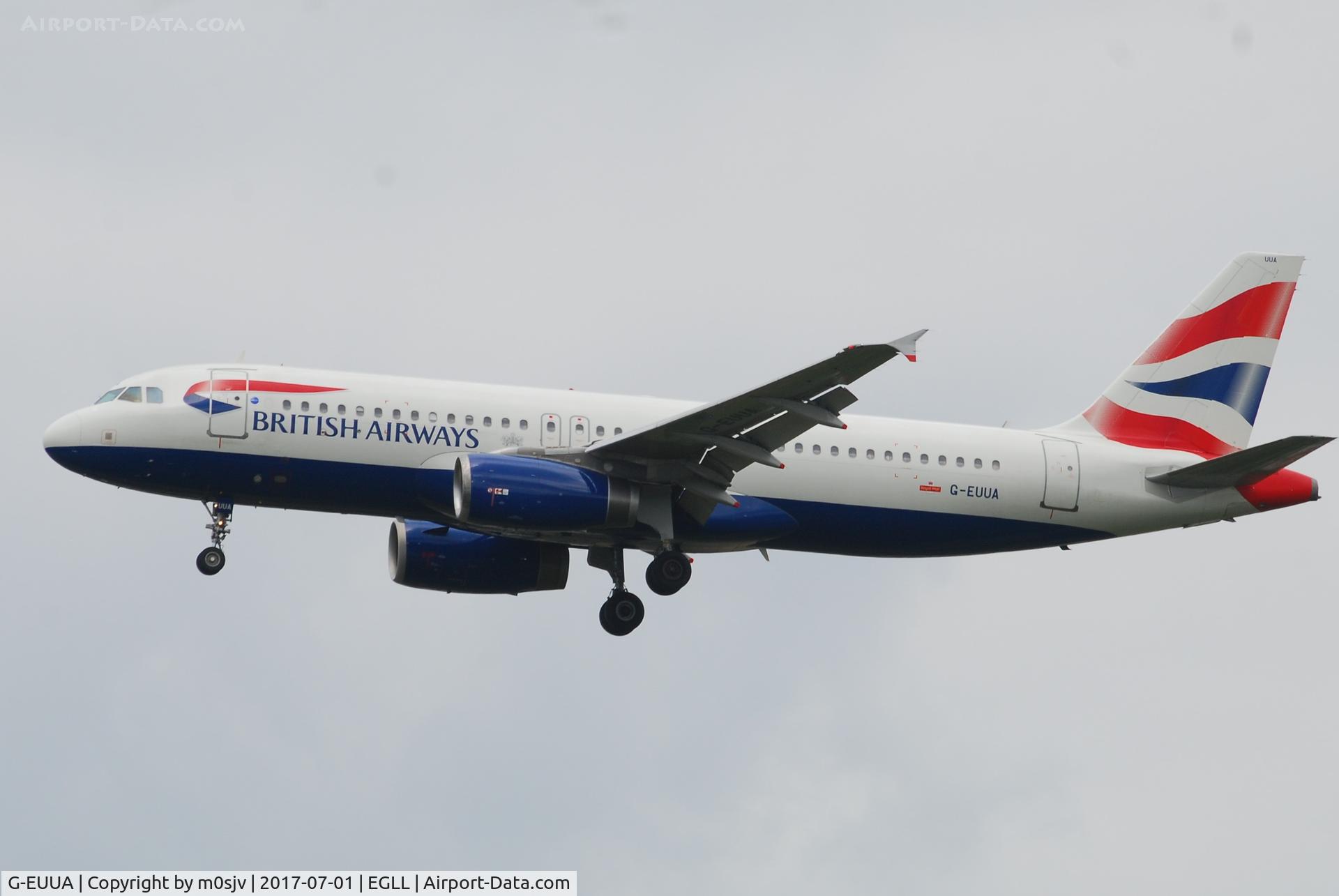 G-EUUA, 2001 Airbus A320-232 C/N 1661, Landing at EGLL 27R