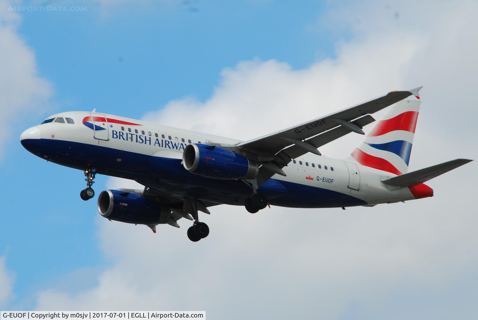 G-EUOF, 2001 Airbus A319-131 C/N 1590, Landing at EGLL 27R