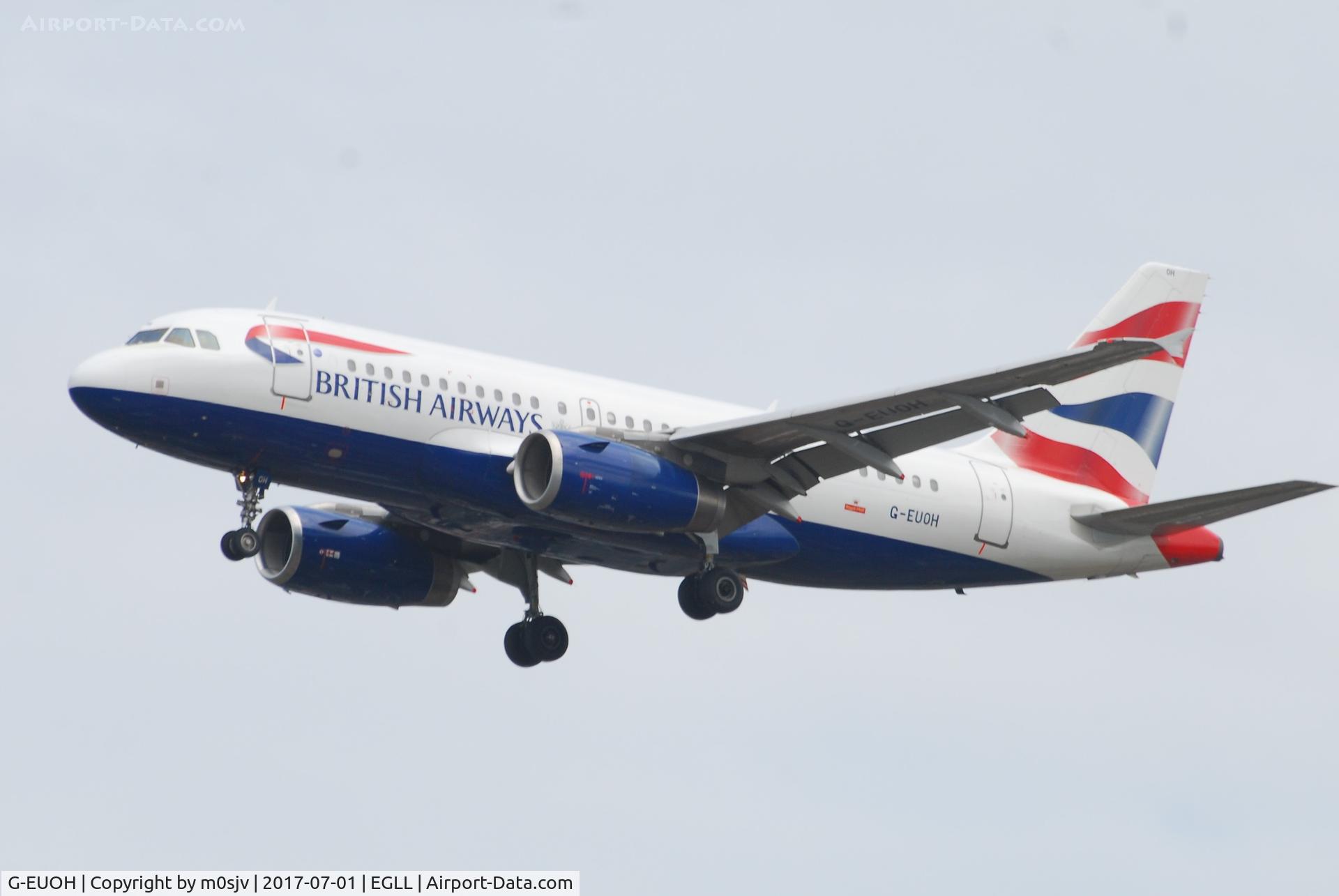 G-EUOH, 2001 Airbus A319-131 C/N 1604, Landing at EGLL 27R