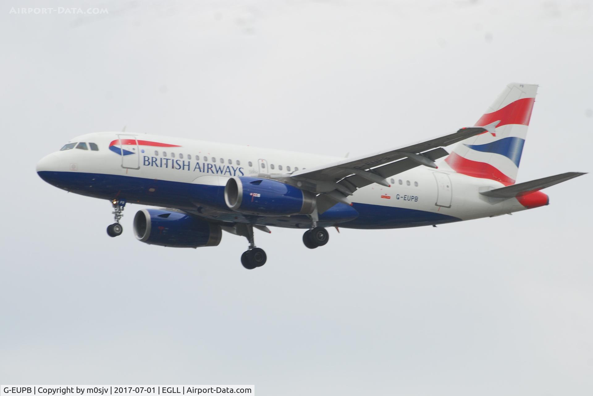 G-EUPB, 1999 Airbus A319-131 C/N 1115, Landing at EGLL 27R