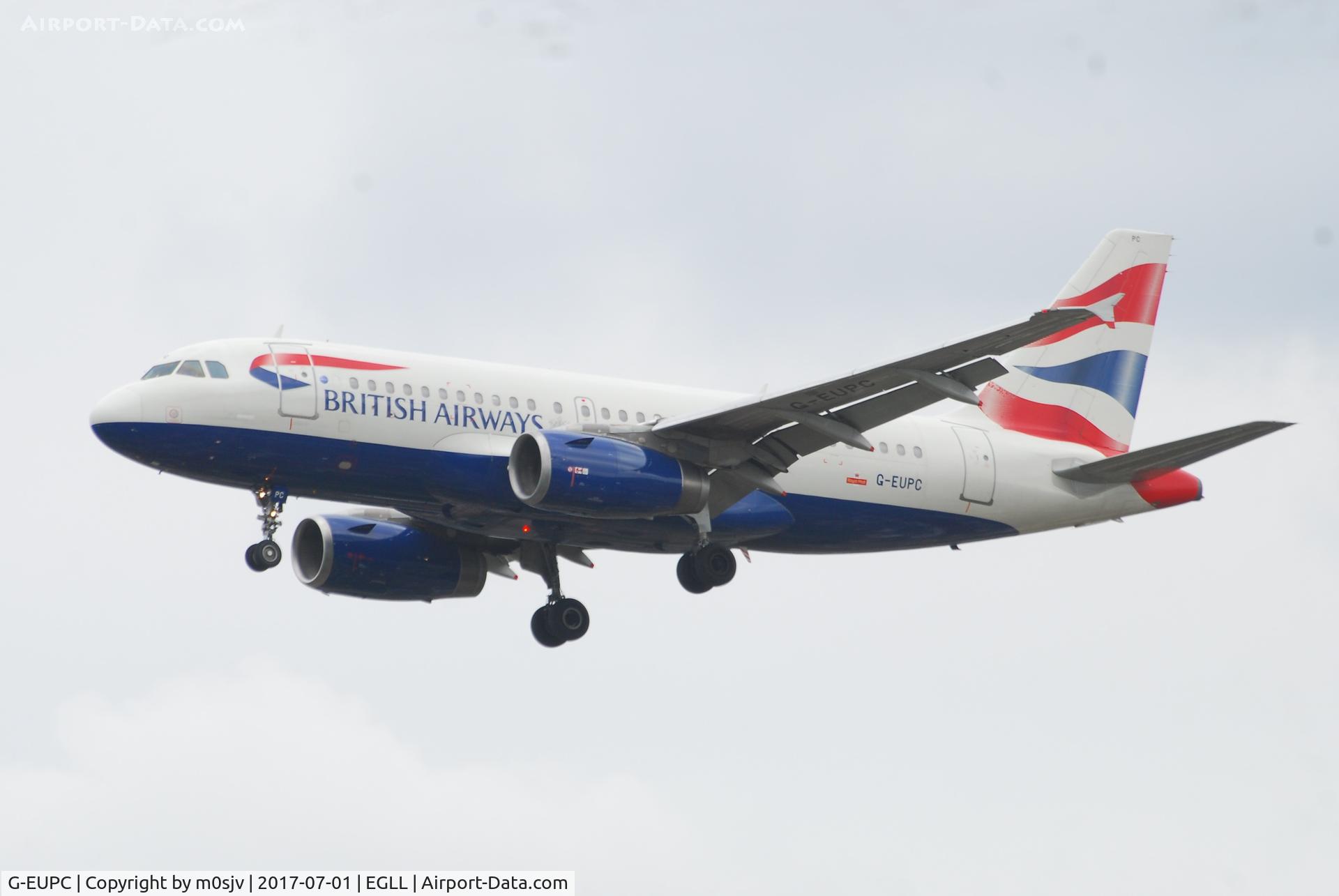 G-EUPC, 1999 Airbus A319-131 C/N 1118, Landing at EGLL 27R