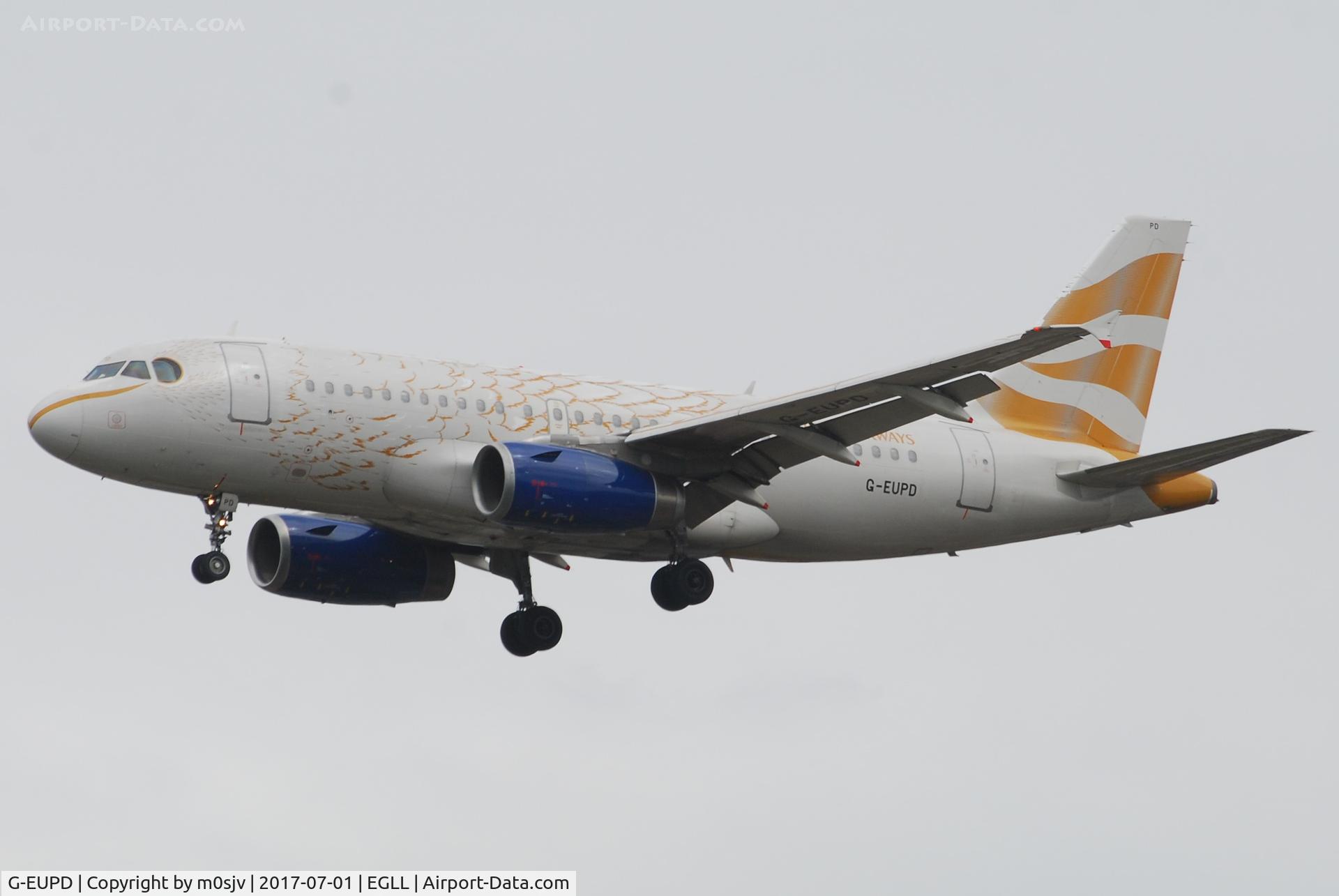 G-EUPD, 1999 Airbus A319-131 C/N 1142, Landing at EGLL 27R