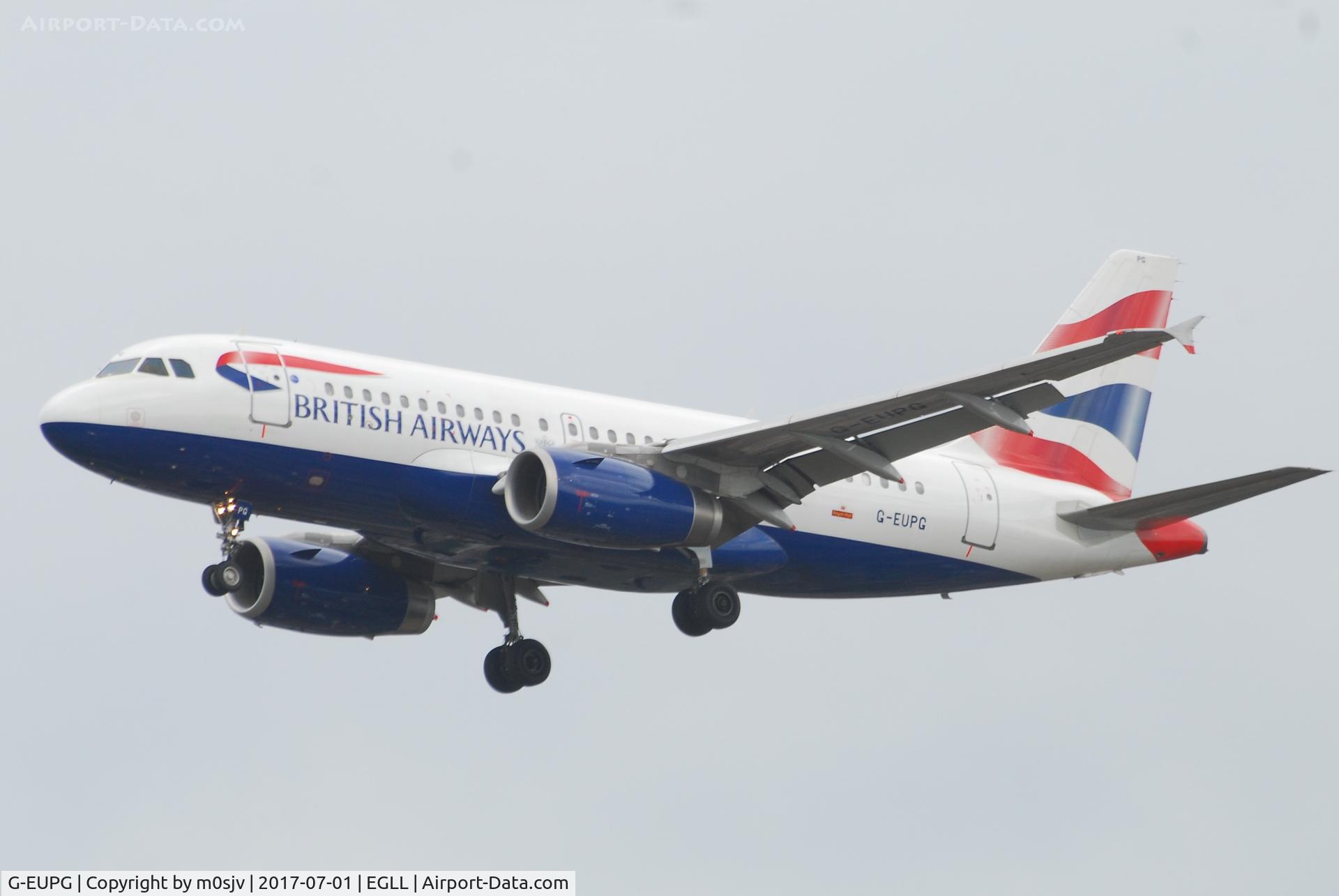 G-EUPG, 2000 Airbus A319-131 C/N 1222, Landing at EGLL 27R