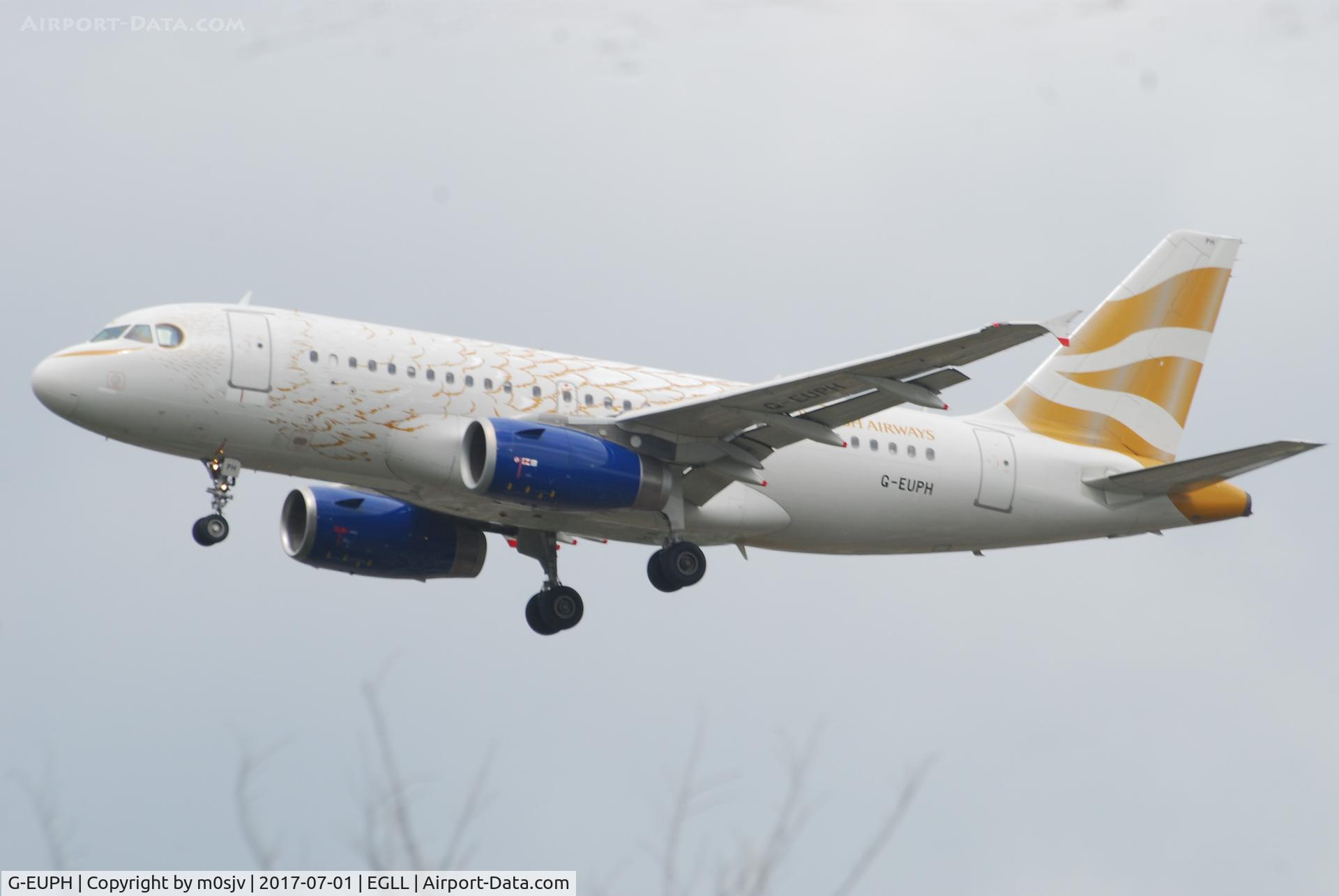 G-EUPH, 2000 Airbus A319-131 C/N 1225, Landing at EGLL 27R