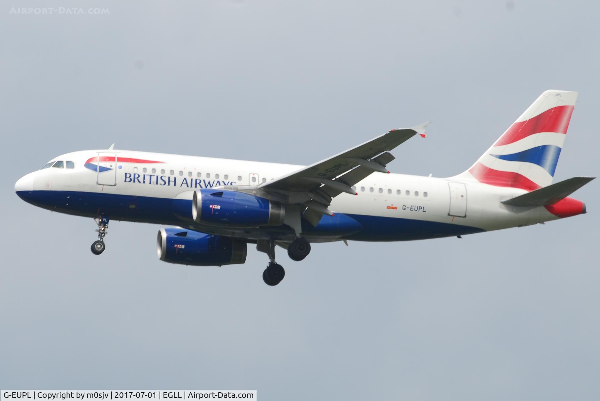 G-EUPL, 2000 Airbus A319-131 C/N 1239, Landing at EGLL 27R