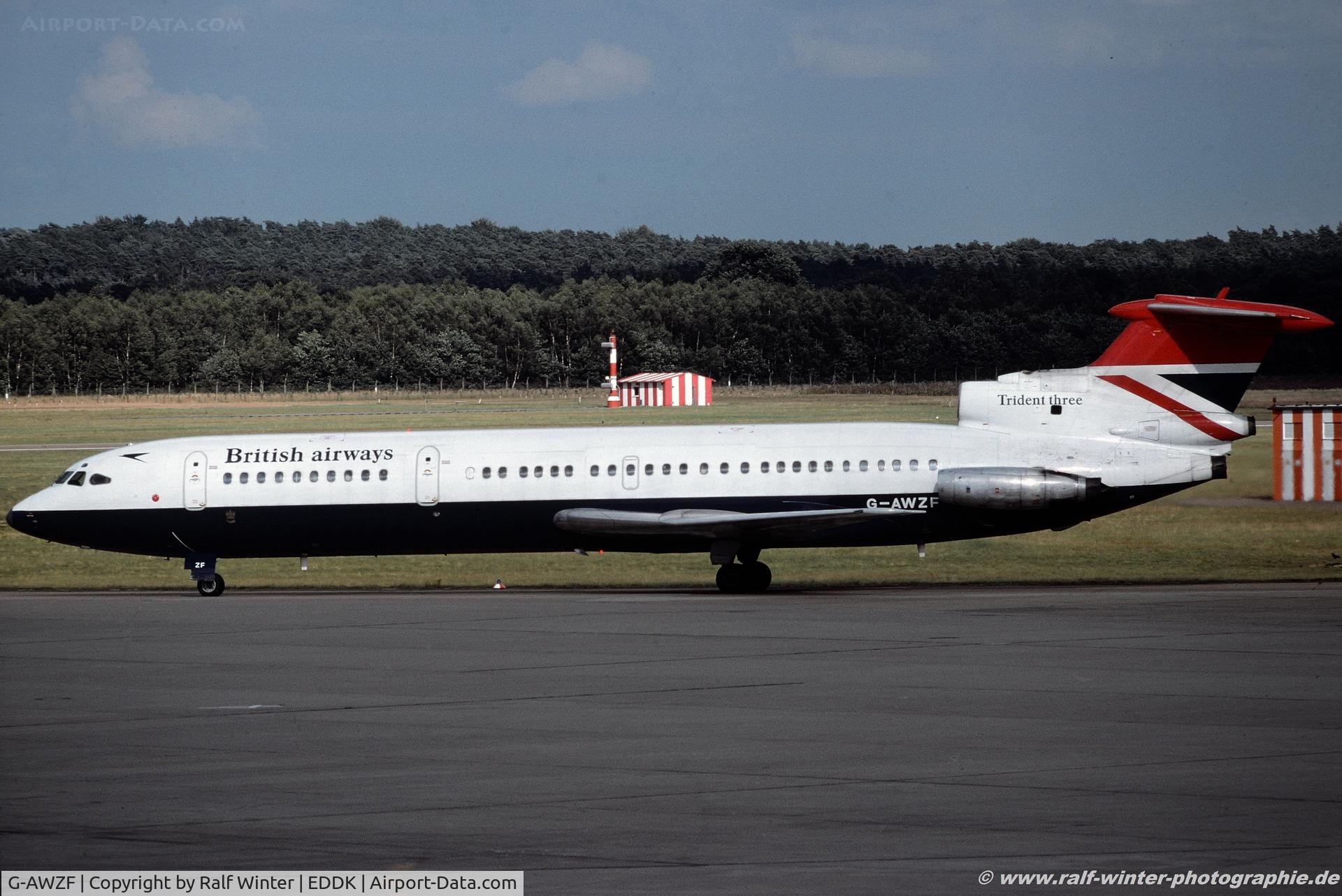 G-AWZF, 1971 Hawker Siddeley HS-121 Trident 3B-101 C/N 2307, Hawker Siddeley HS-121 Trident 3B-101 - British Airways - 2307 - G-AWZF - 08.1978 - CGN