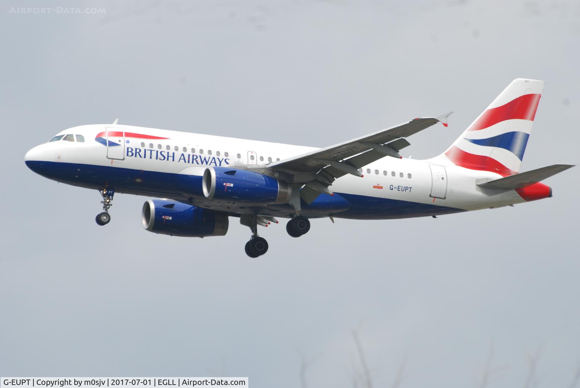 G-EUPT, 2000 Airbus A319-131 C/N 1380, Landing at EGLL 27R