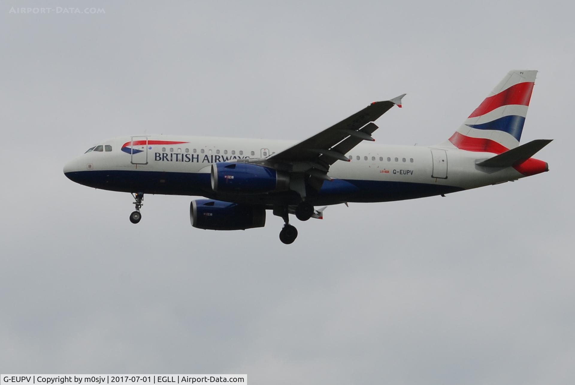 G-EUPV, 2001 Airbus A319-131 C/N 1423, Landing at EGLL 27R