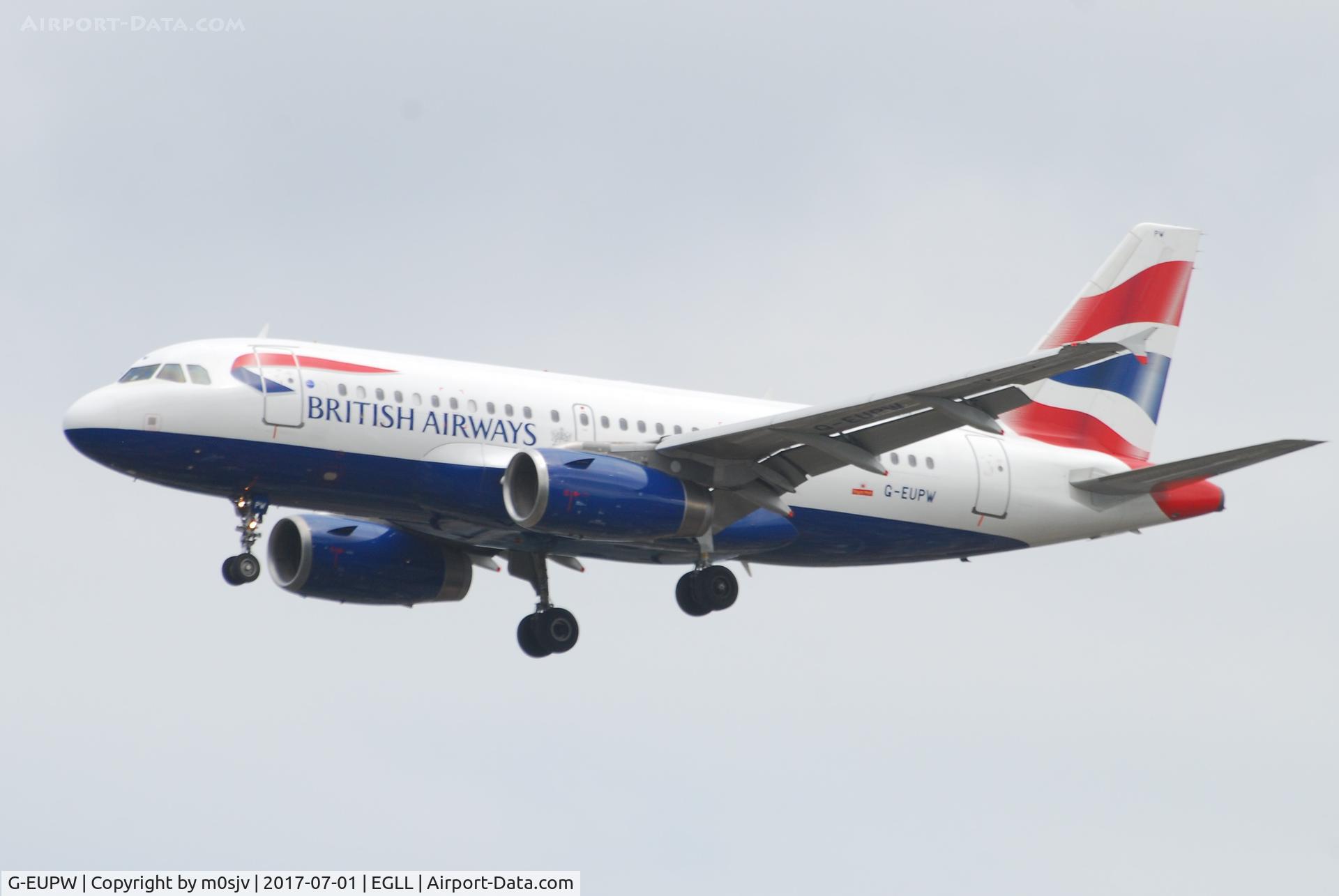 G-EUPW, 2001 Airbus A319-131 C/N 1440, Landing at EGLL 27R
