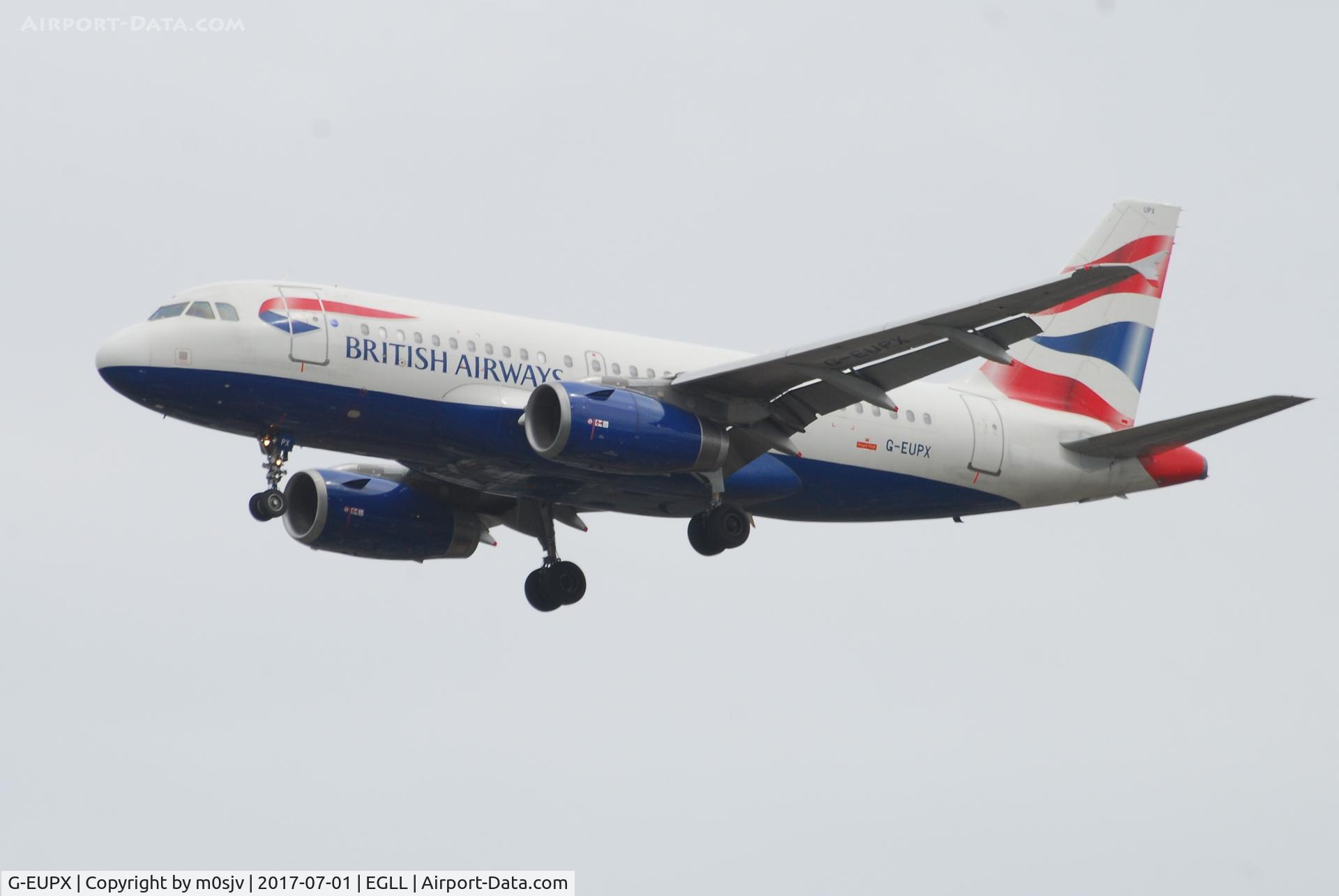 G-EUPX, 2001 Airbus A319-131 C/N 1445, Landing at EGLL 27R