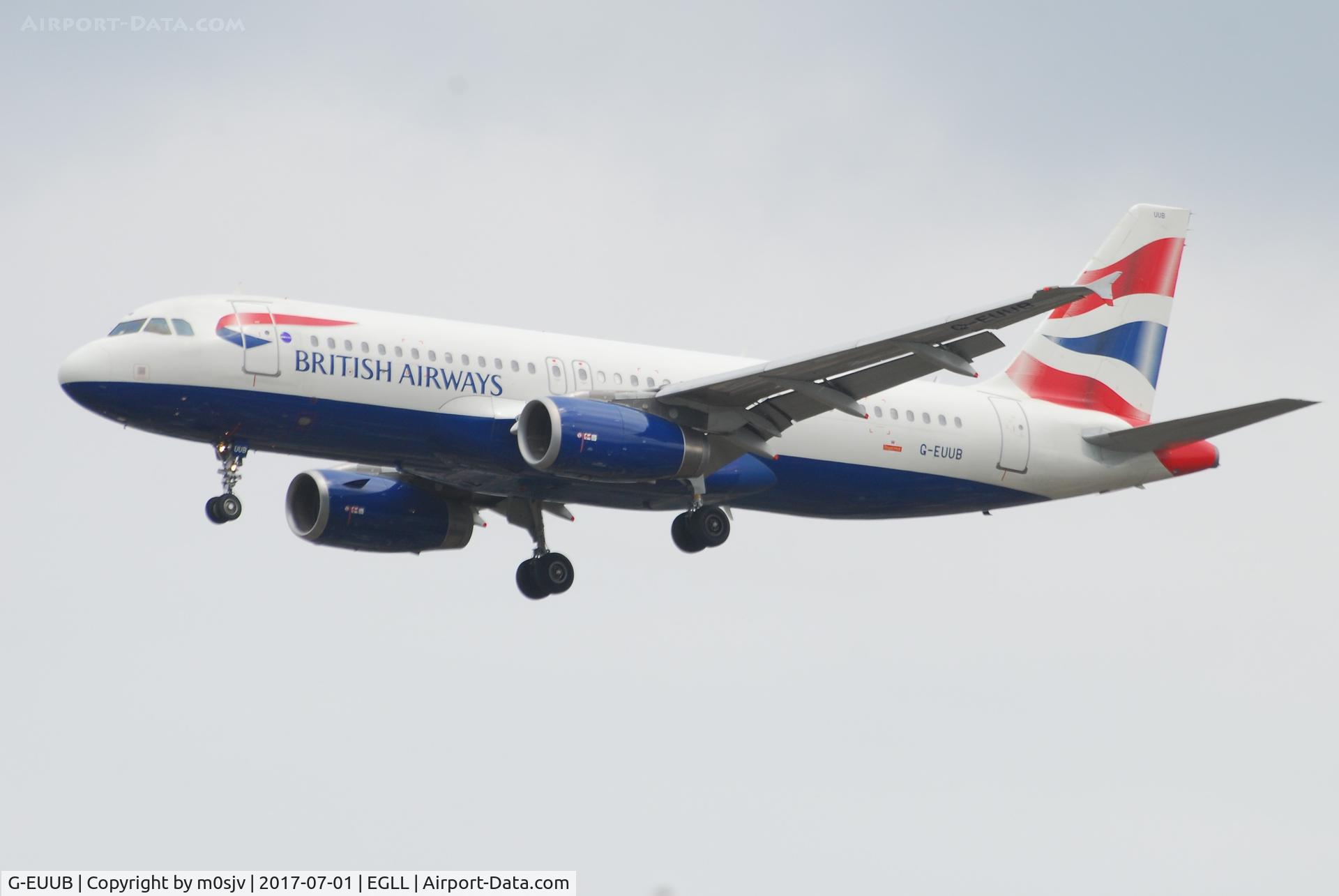 G-EUUB, 2002 Airbus A320-232 C/N 1689, Landing at EGLL 27R
