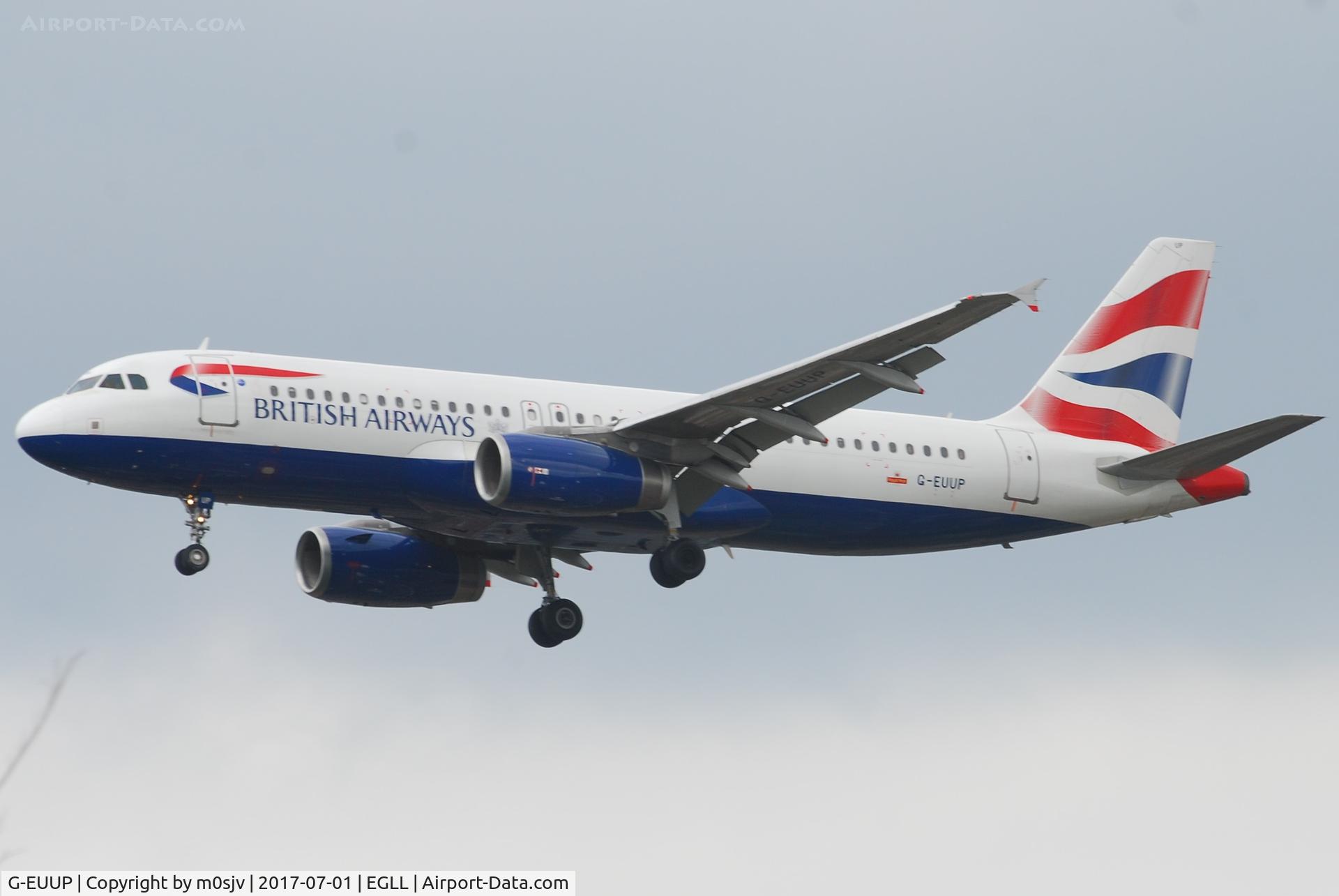 G-EUUP, 2003 Airbus A320-232 C/N 2038, Landing at EGLL 27R