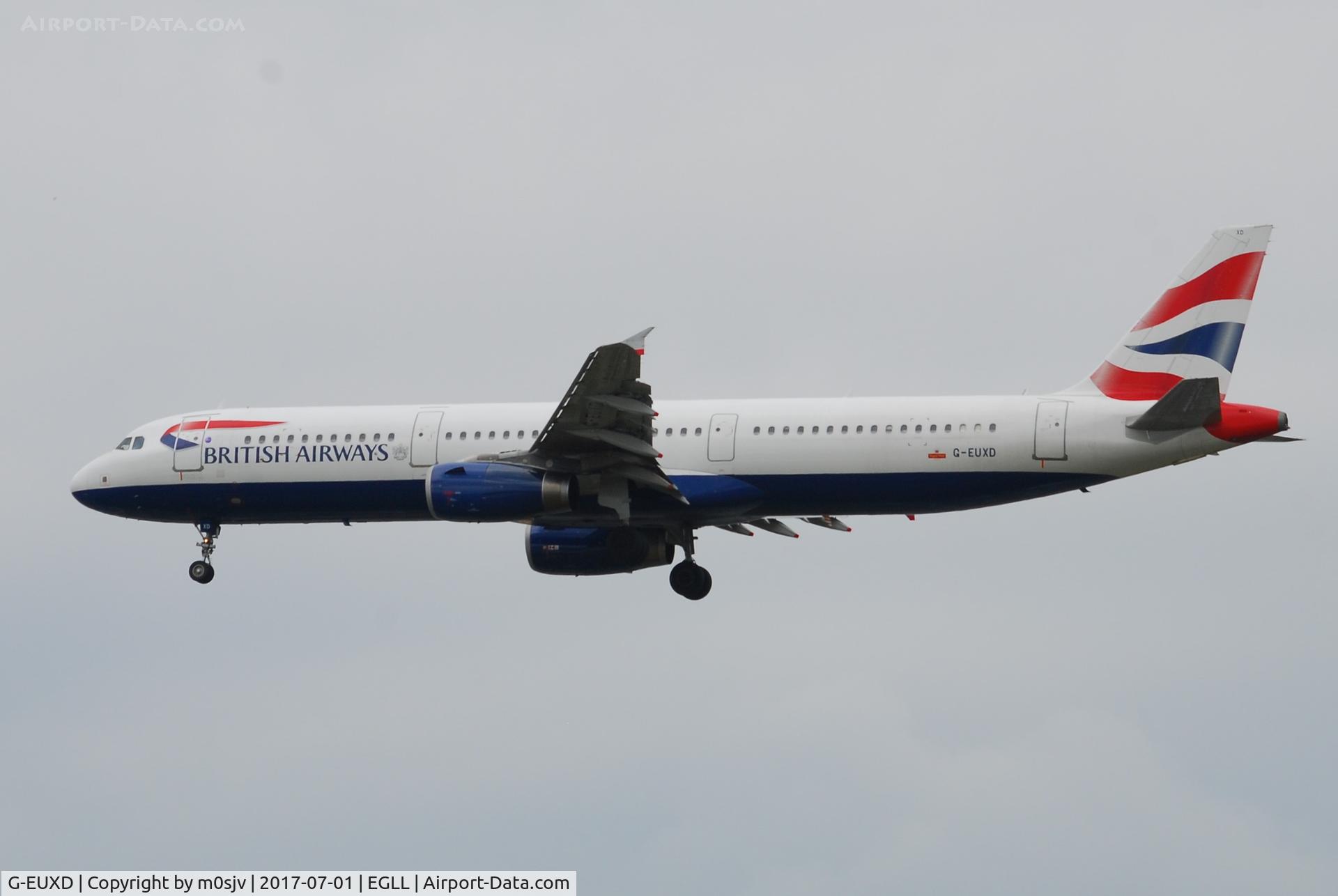 G-EUXD, 2004 Airbus A321-231 C/N 2320, Landing at EGLL 27R
