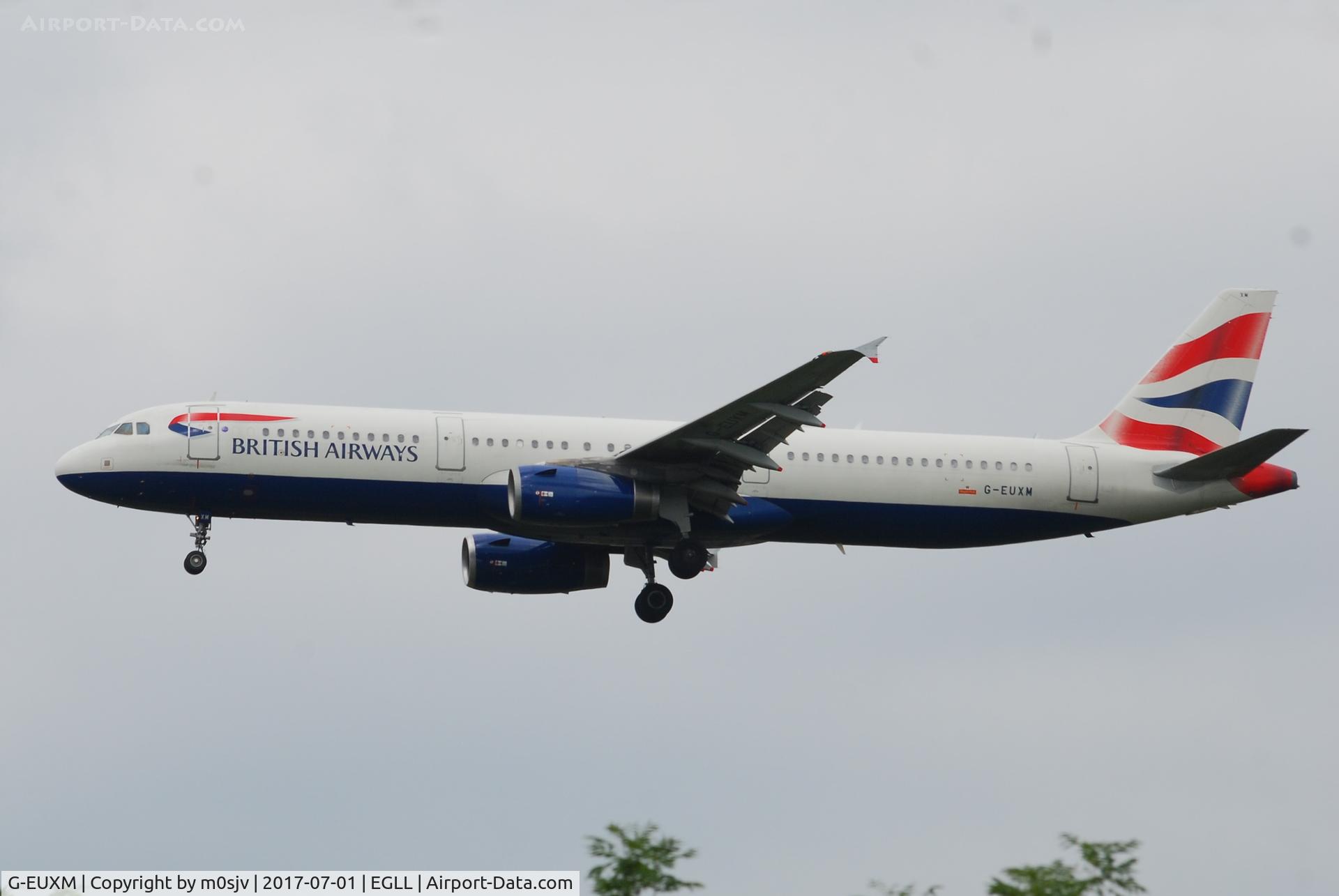 G-EUXM, 2007 Airbus A321-231 C/N 3290, Landing at EGLL 27R