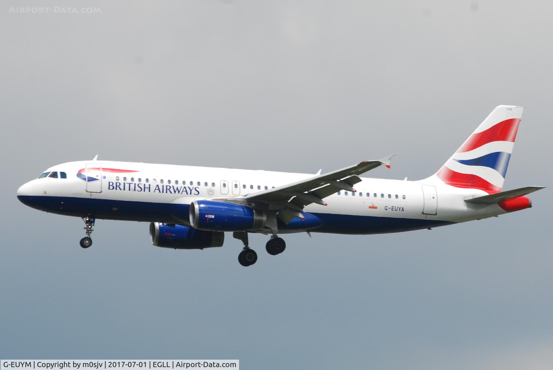 G-EUYM, 2011 Airbus A320-232 C/N 4791, Landing at EGLL 27R