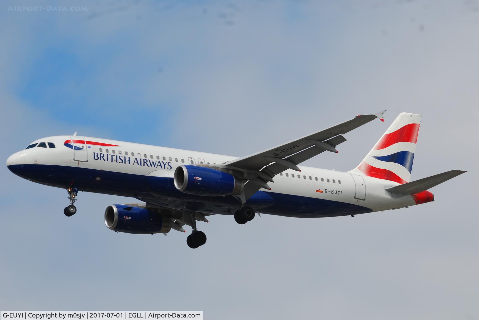 G-EUYI, 2010 Airbus A320-232 C/N 4306, Landing at EGLL 27R