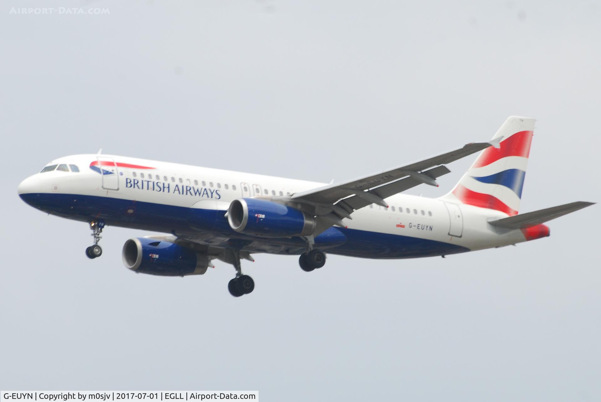 G-EUYN, 2011 Airbus A320-232 C/N 4975, Landing at EGLL 27R