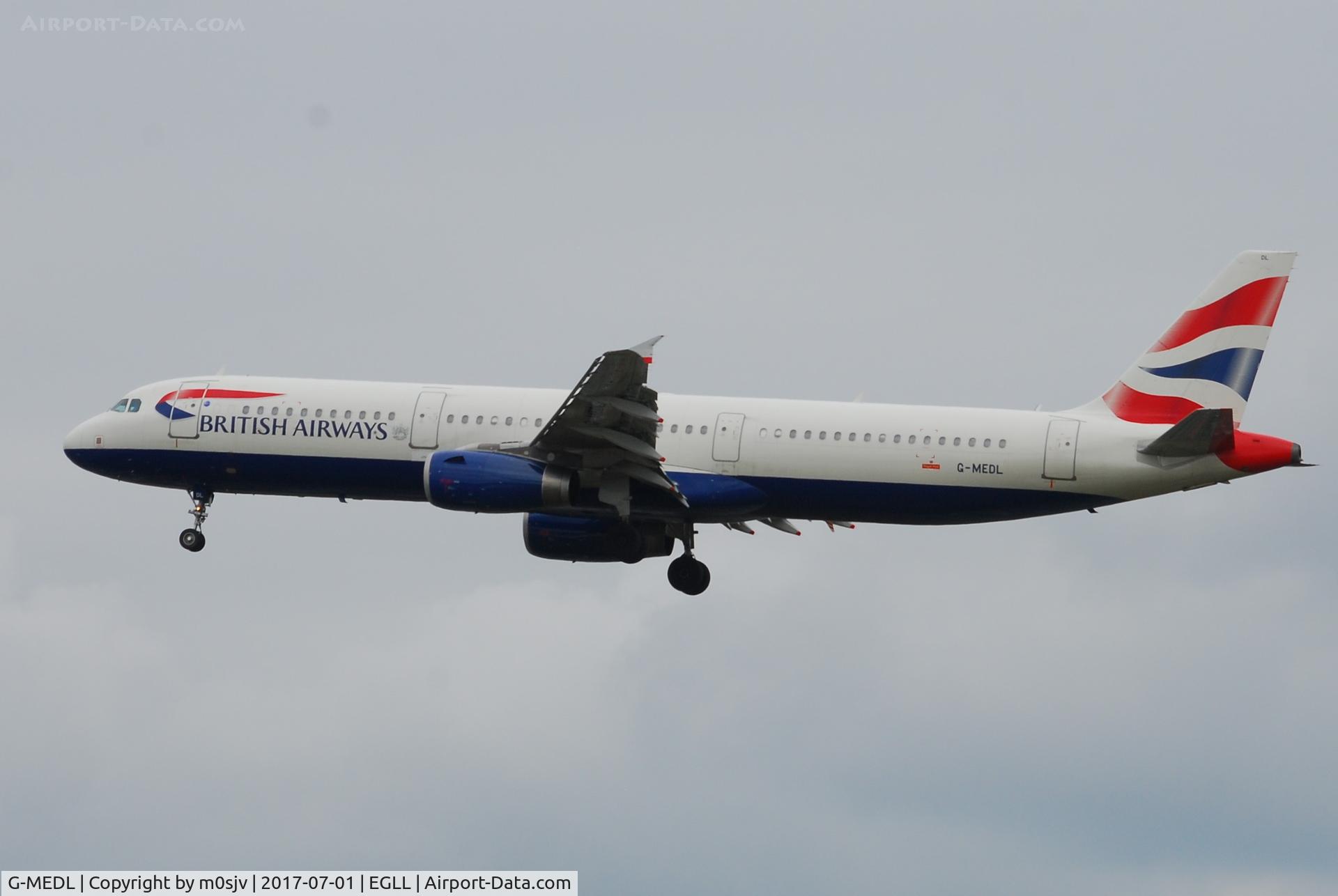 G-MEDL, 2006 Airbus A321-231 C/N 2653, Landing at EGLL 27R