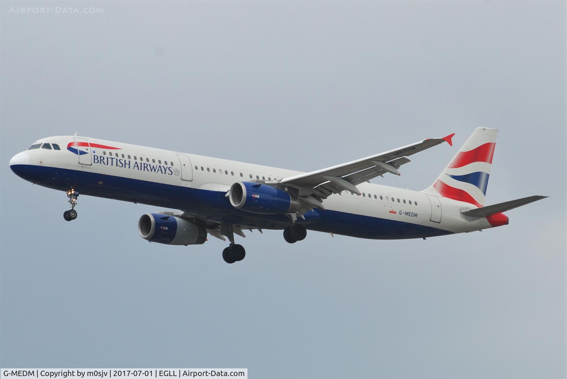 G-MEDM, 2006 Airbus A321-231 C/N 2799, Landing at EGLL 27R