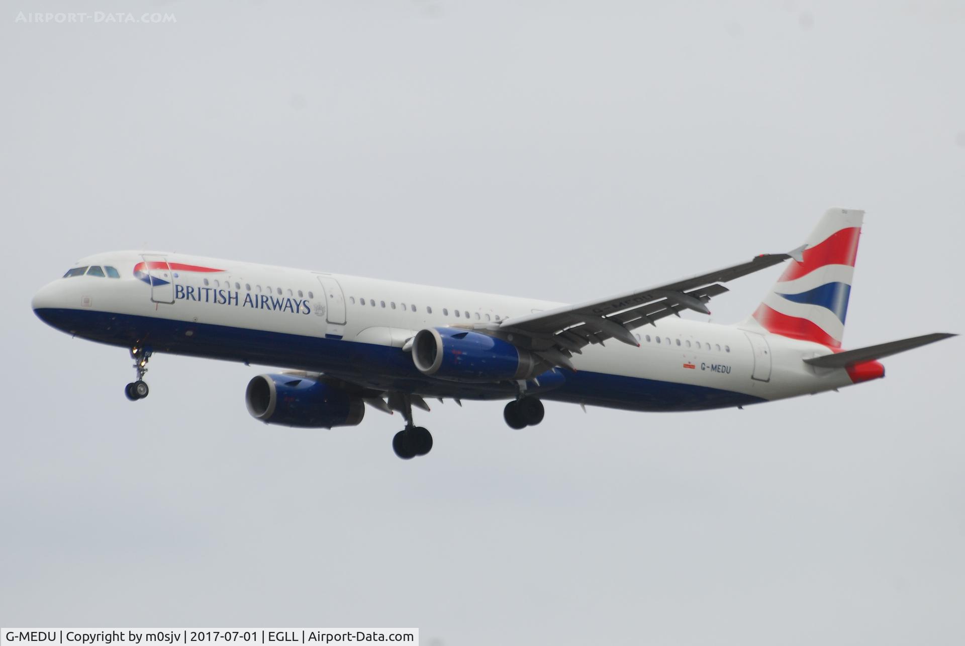 G-MEDU, 2009 Airbus A321-231 C/N 3926, Landing at EGLL 27R