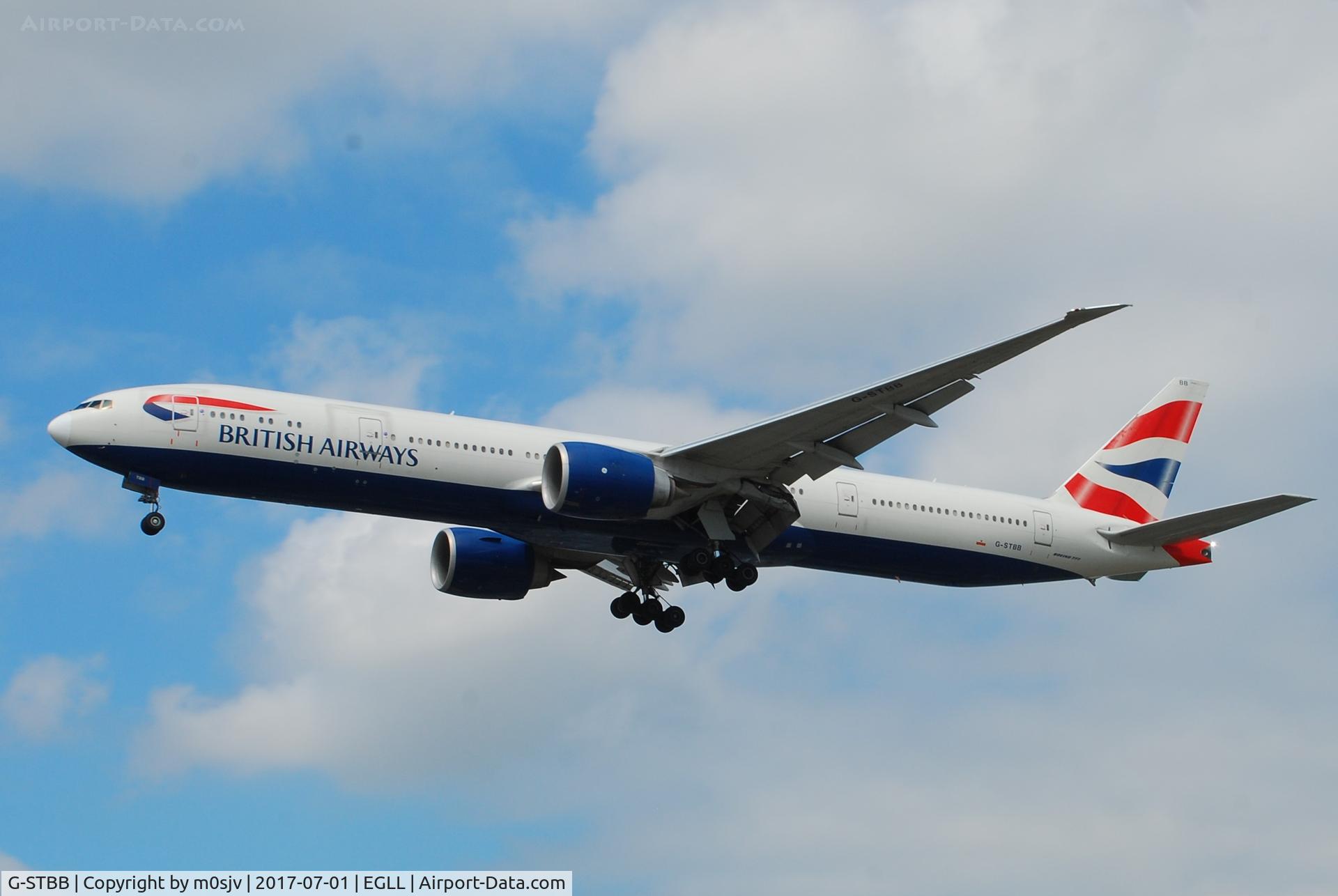 G-STBB, 2010 Boeing 777-36N/ER C/N 38286, Landing at EGLL 27R