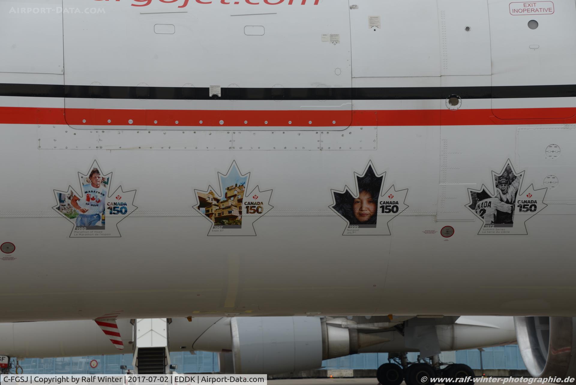 C-FGSJ, 1993 Boeing 767-39H C/N 26256, Boeing 767-39H(ER)(BCF)(WL) - CargoJet Airways Sticker 'Canada 150 Canada Post' - C-FGSJ - 02.07.2017 - CGN