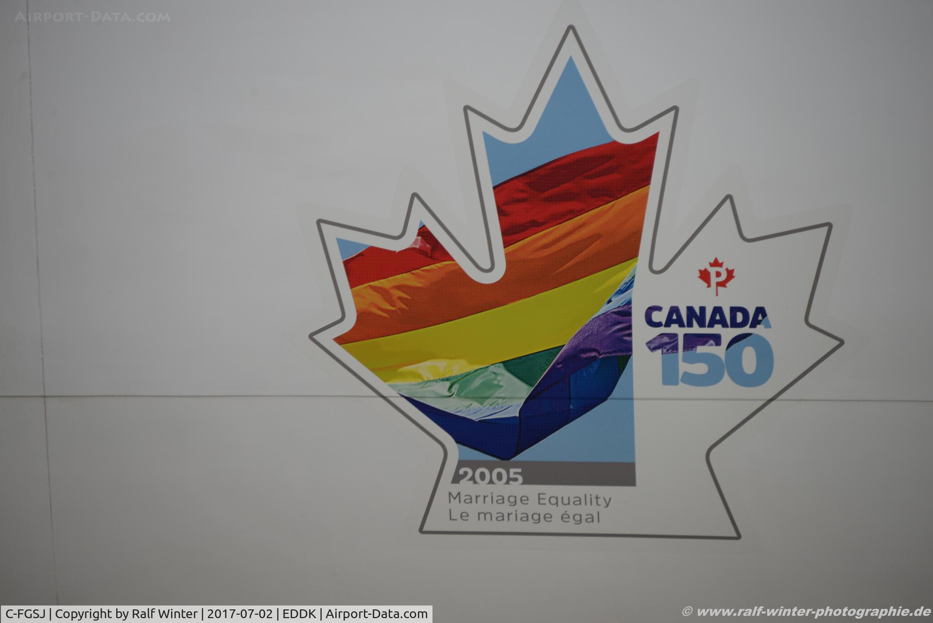 C-FGSJ, 1993 Boeing 767-39H C/N 26256, Boeing 767-39H(ER)(BCF)(WL) - CargoJet Airways Sticker 'Canada 150 Canada Post' - C-FGSJ - 02.07.2017 - CGN
