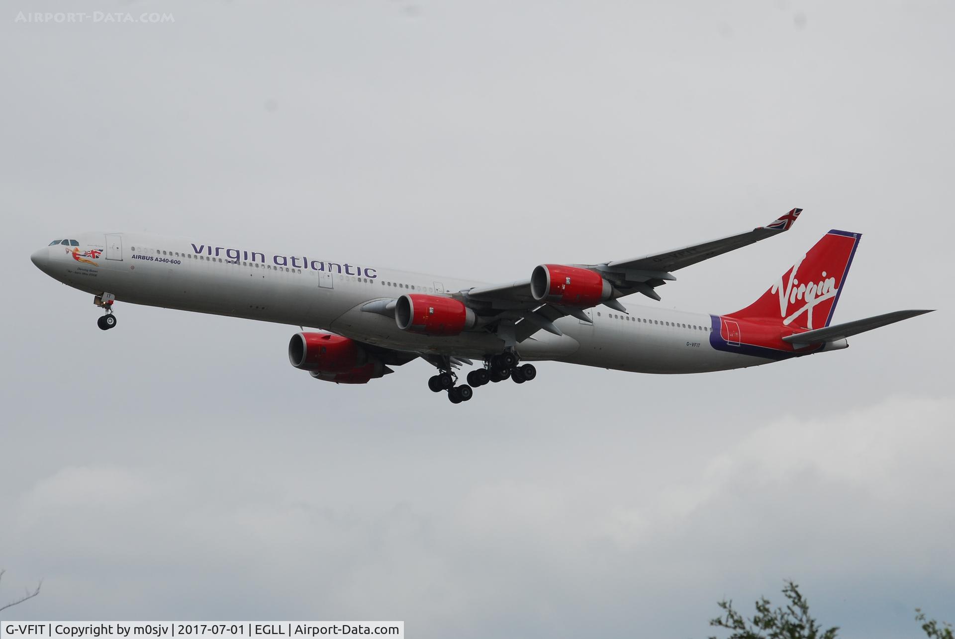 G-VFIT, 2006 Airbus A340-642 C/N 753, Landing at EGLL 27R